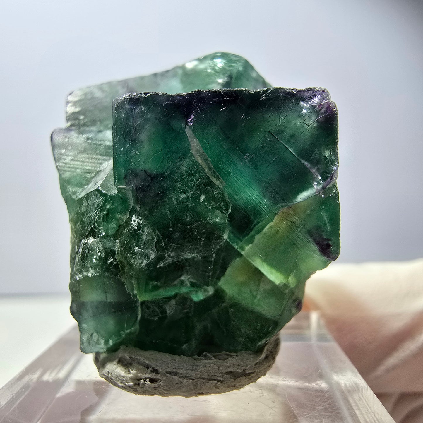 Seltene Phantom Fluorit Würfel Stufe, grün lila Okorusu, Namibia 33*24*21mm