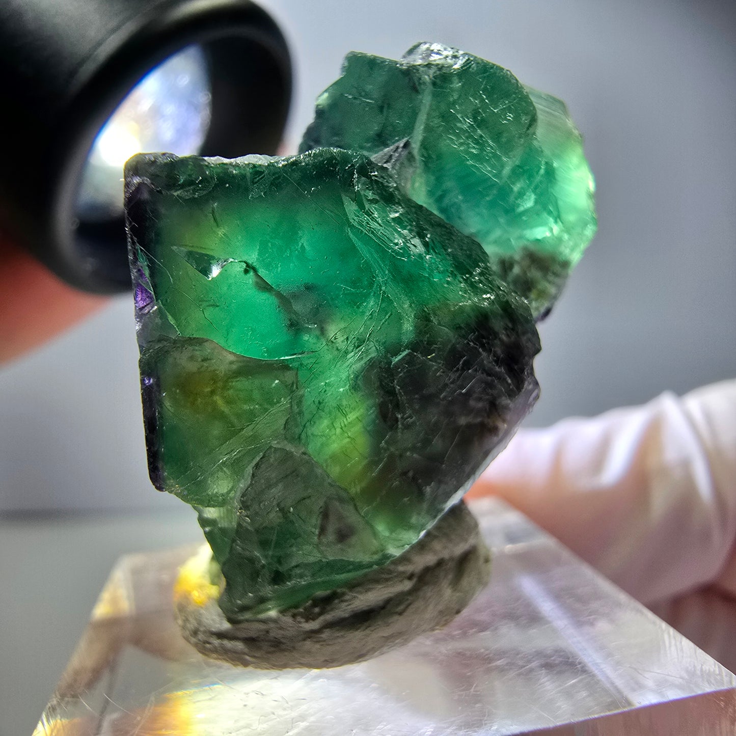 Seltene Phantom Fluorit Würfel Stufe, grün lila Okorusu, Namibia 33*24*21mm
