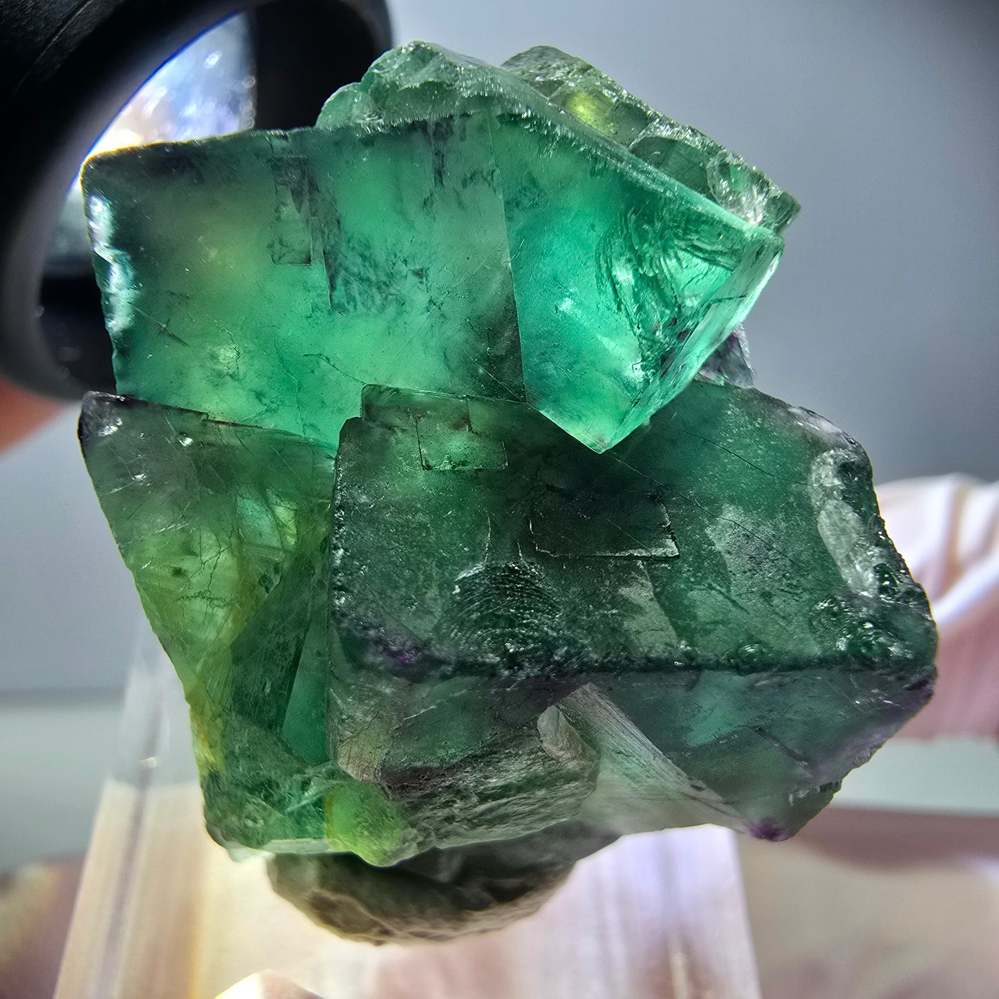 Seltene Phantom Fluorit Würfel Stufe, grün lila Okorusu, Namibia 33*24*21mm