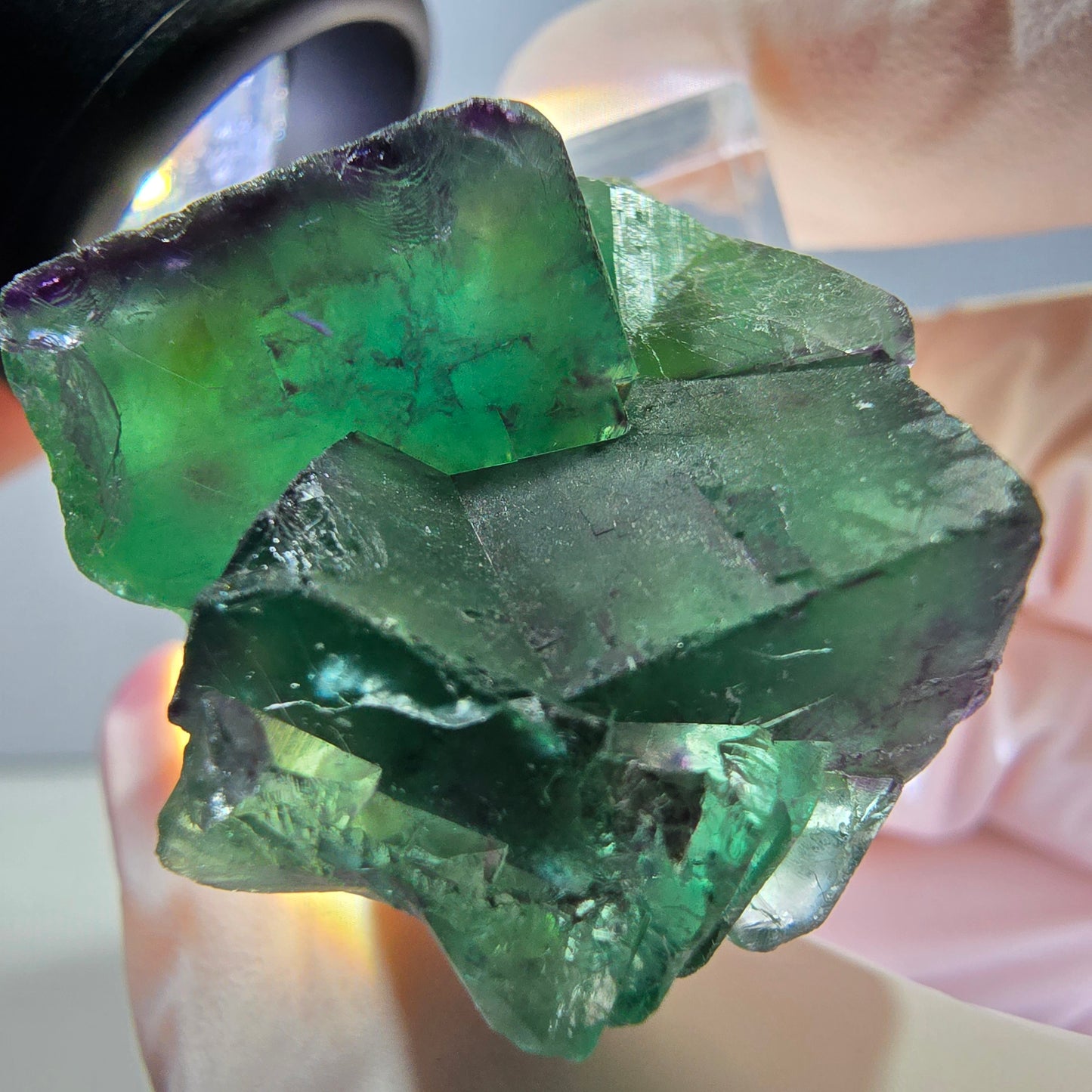 Seltene Phantom Fluorit Würfel Stufe, grün lila Okorusu, Namibia 33*24*21mm