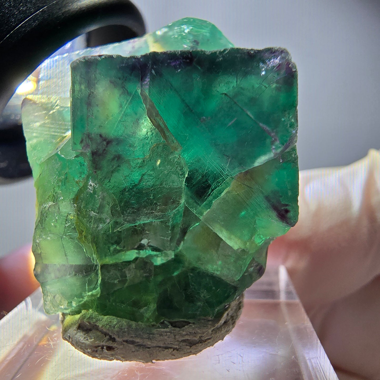 Seltene Phantom Fluorit Würfel Stufe, grün lila Okorusu, Namibia 33*24*21mm