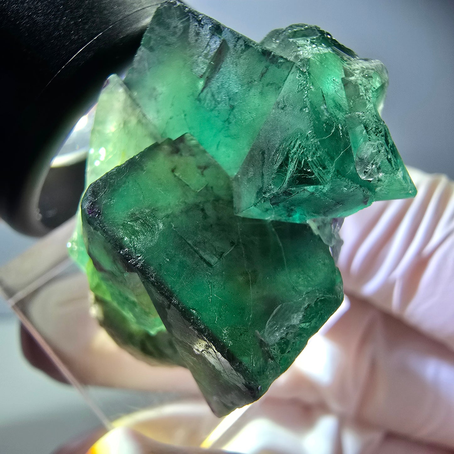 Seltene Phantom Fluorit Würfel Stufe, grün lila Okorusu, Namibia 33*24*21mm