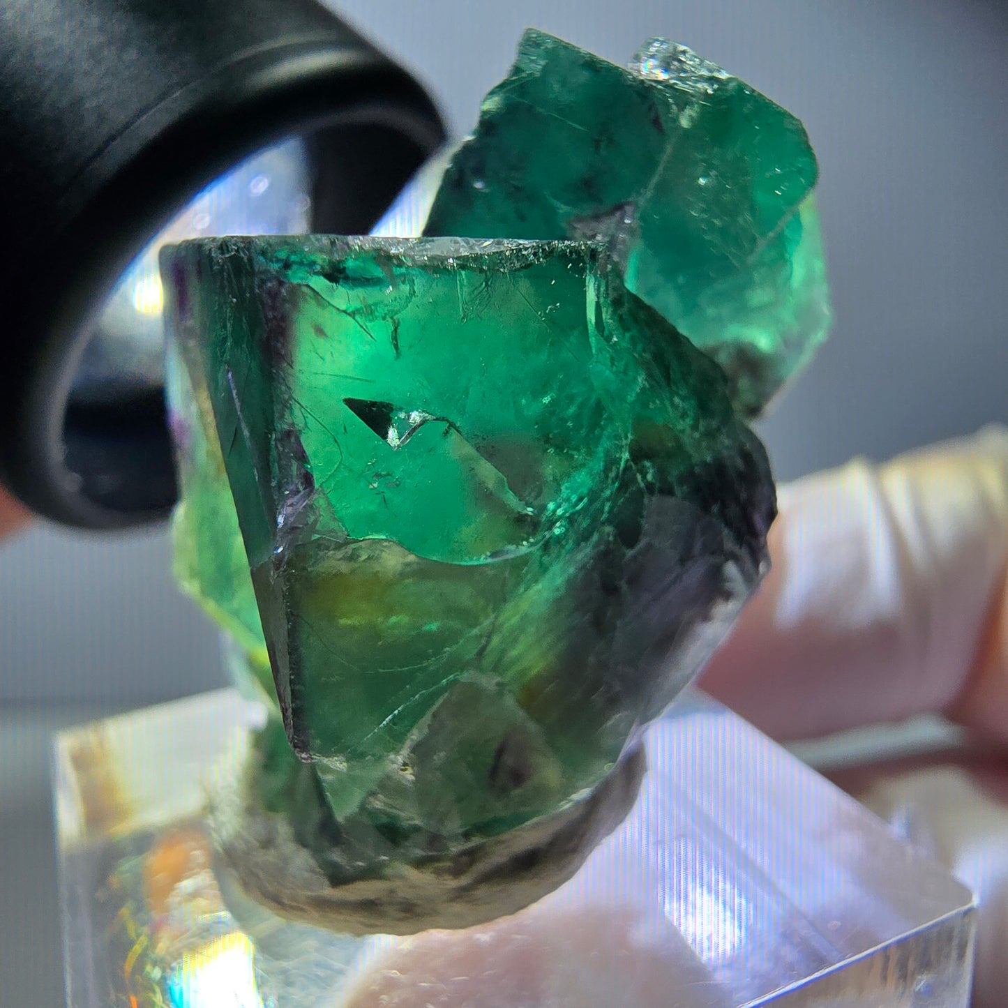 Seltene Phantom Fluorit Würfel Stufe, grün lila Okorusu, Namibia 33*24*21mm