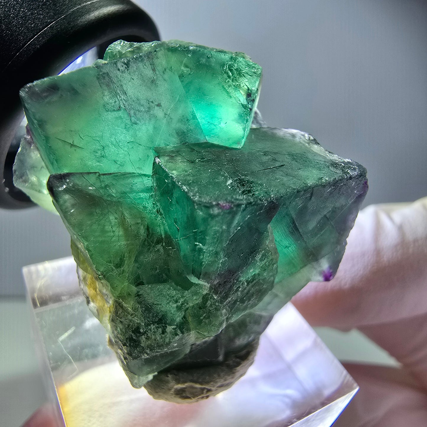 Seltene Phantom Fluorit Würfel Stufe, grün lila Okorusu, Namibia 33*24*21mm