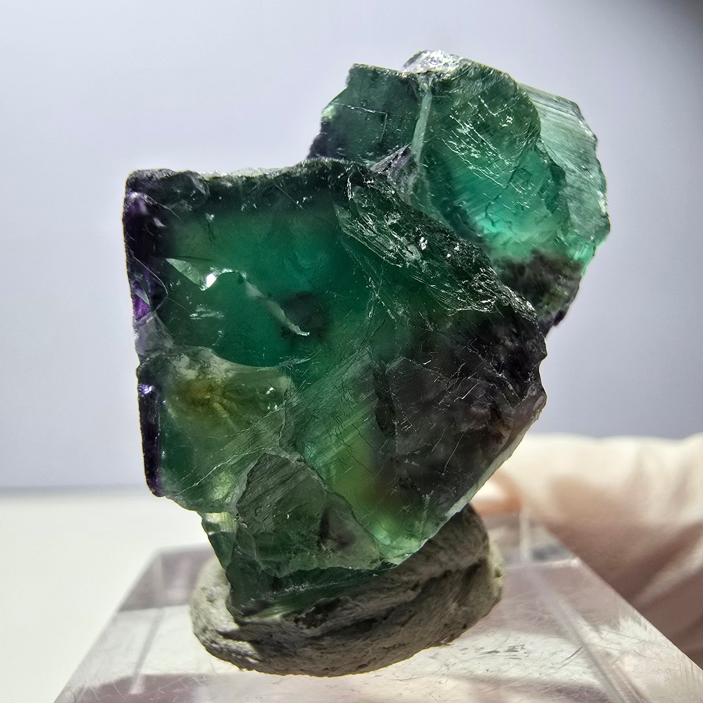 Seltene Phantom Fluorit Würfel Stufe, grün lila Okorusu, Namibia 33*24*21mm