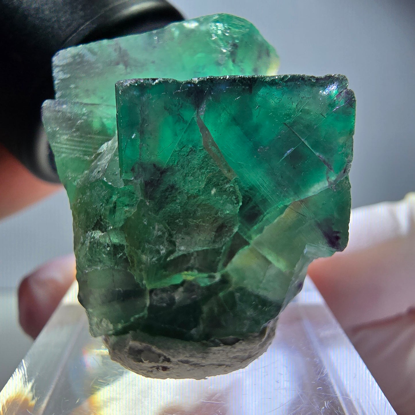 Seltene Phantom Fluorit Würfel Stufe, grün lila Okorusu, Namibia 33*24*21mm
