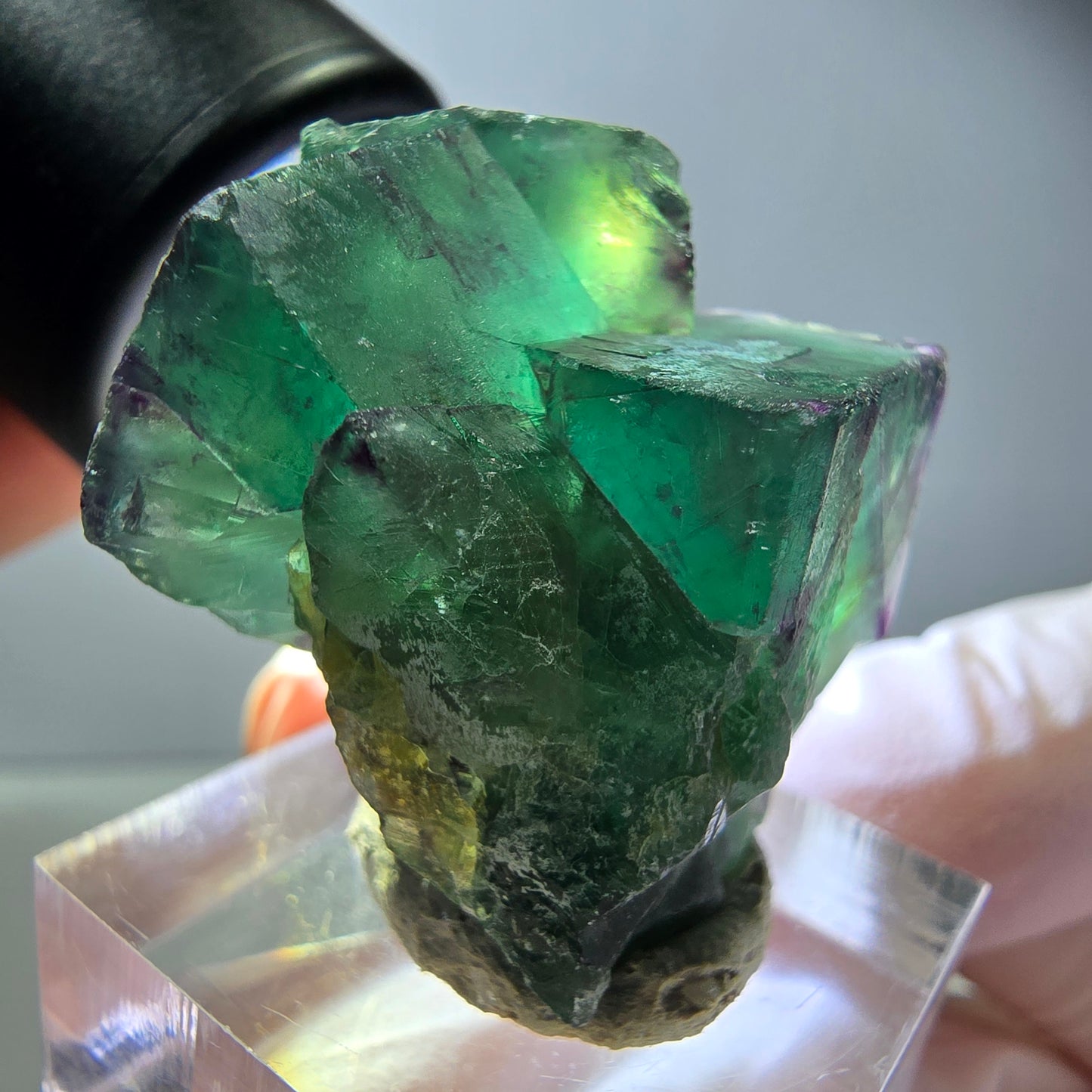 Seltene Phantom Fluorit Würfel Stufe, grün lila Okorusu, Namibia 33*24*21mm