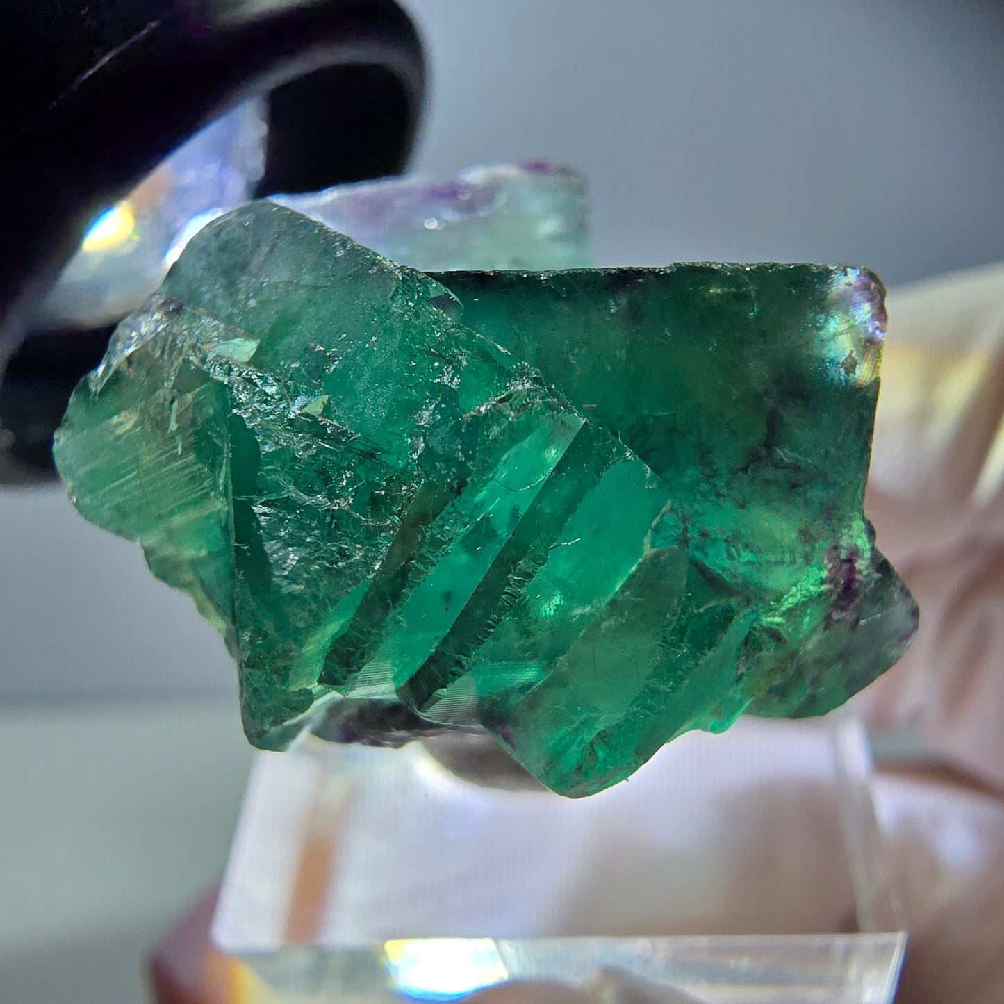 Seltene Phantom Fluorit Würfel Stufe, grün lila Okorusu, Namibia 33*24*21mm