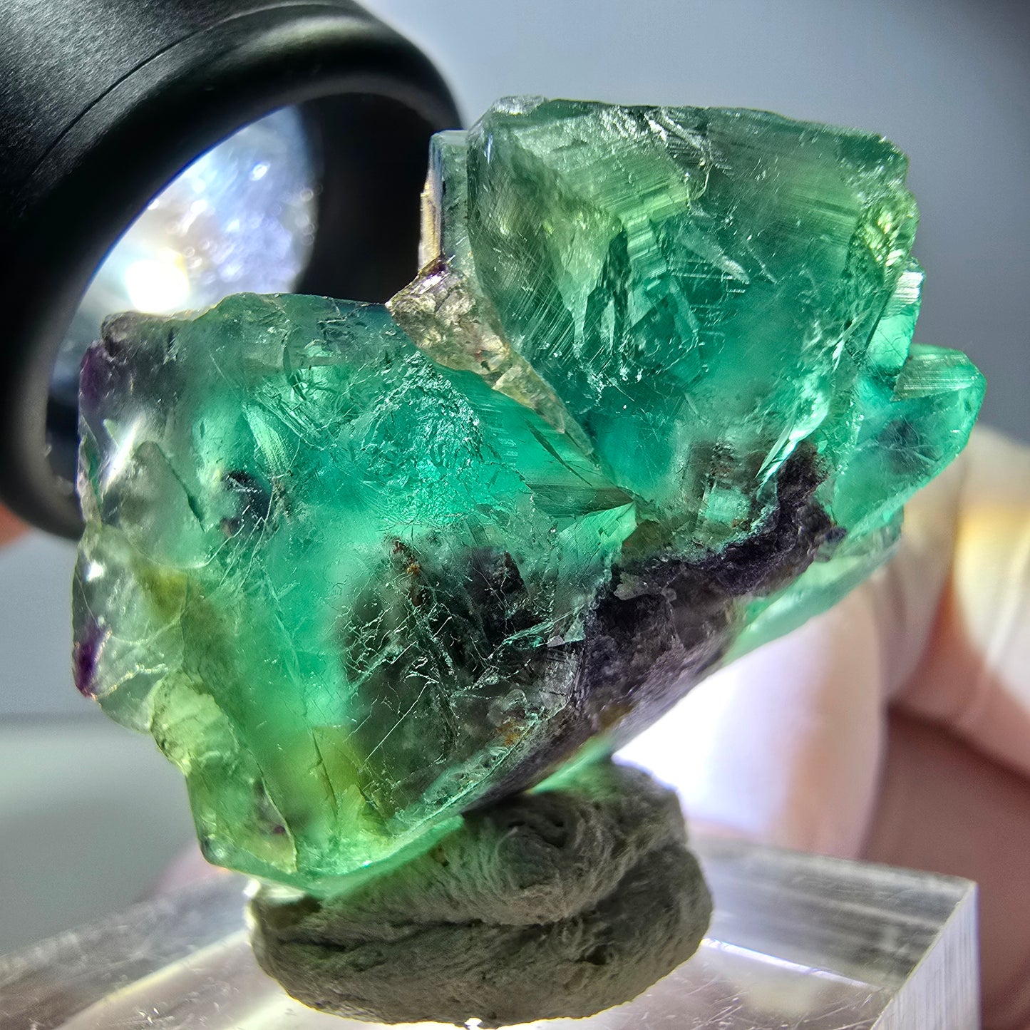 Seltene Phantom Fluorit Würfel Stufe, grün lila Okorusu, Namibia 33*24*21mm
