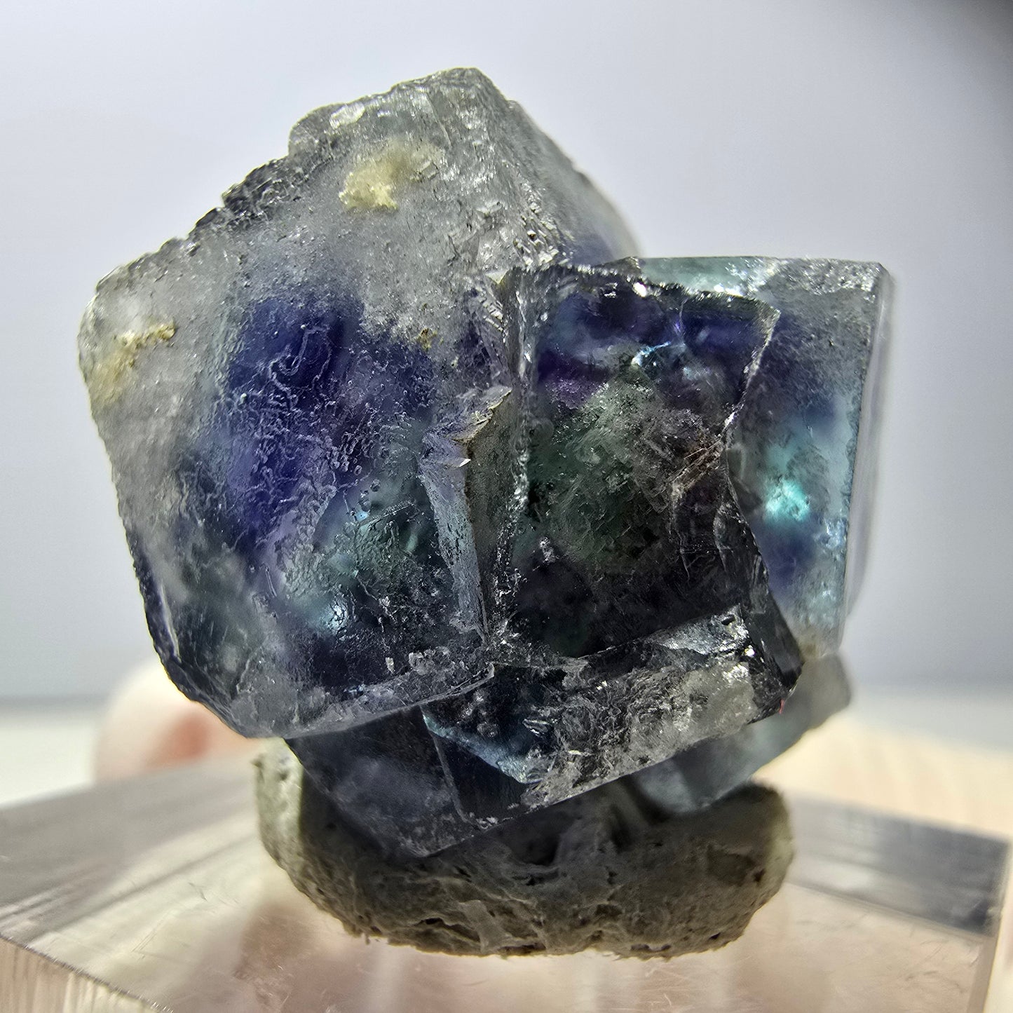 Seltene Phantom Fluorit Würfel Stufe, grün lila Okorusu, Namibia 26*21*15mm