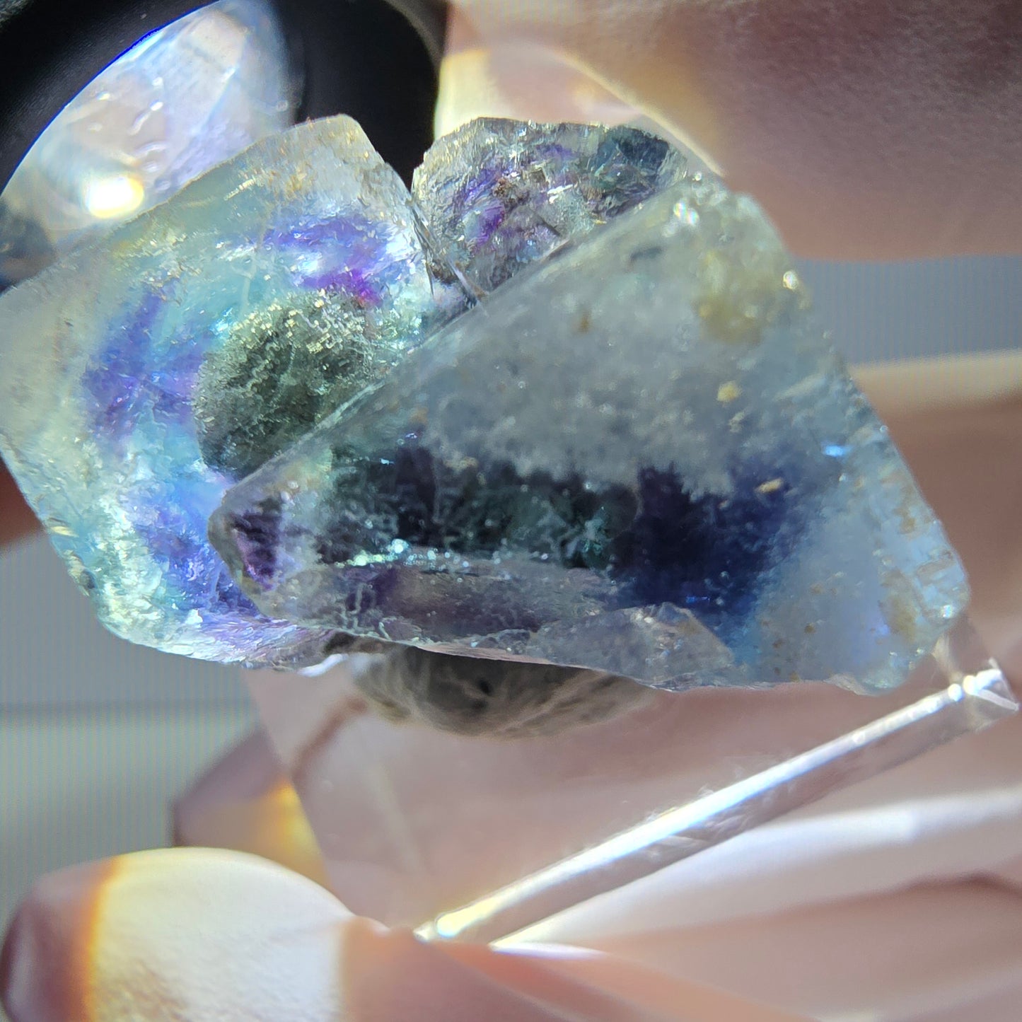 Seltene Phantom Fluorit Würfel Stufe, grün lila Okorusu, Namibia 26*21*15mm