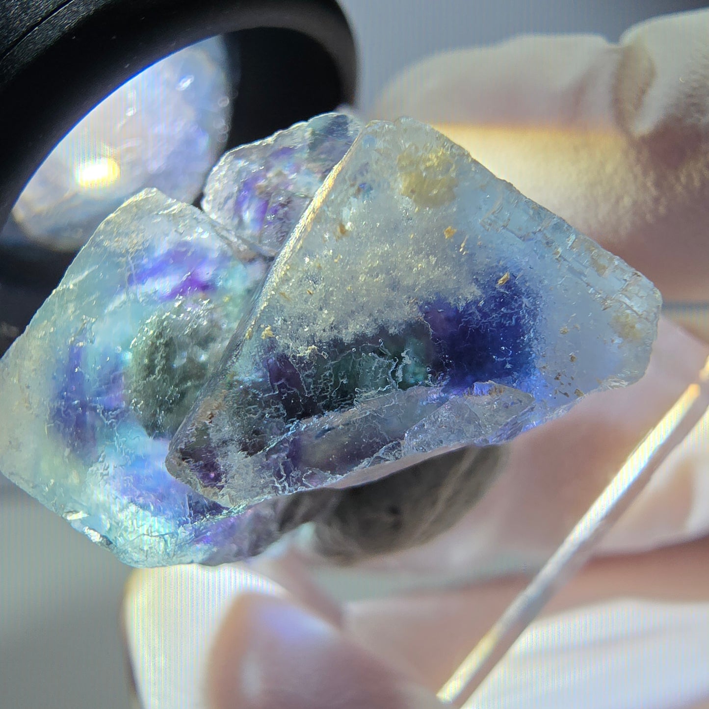 Seltene Phantom Fluorit Würfel Stufe, grün lila Okorusu, Namibia 26*21*15mm