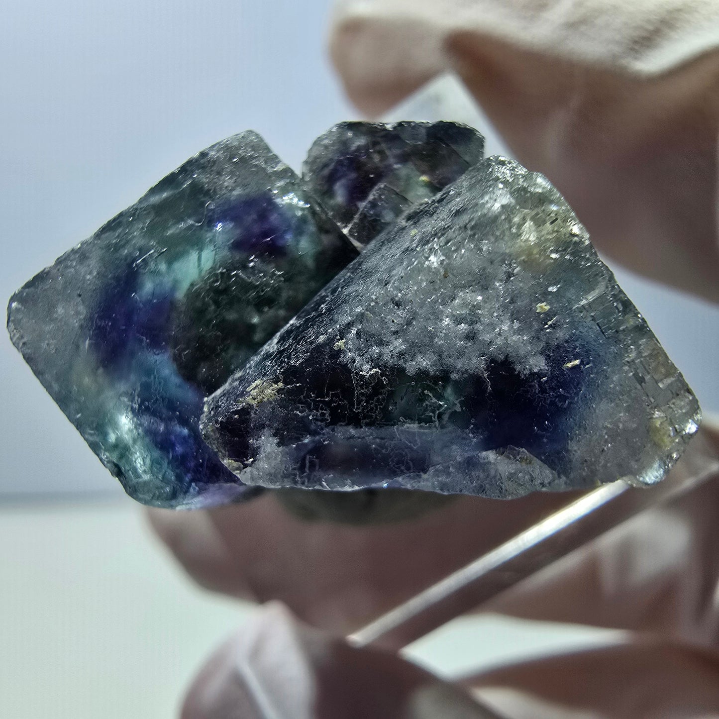 Seltene Phantom Fluorit Würfel Stufe, grün lila Okorusu, Namibia 26*21*15mm