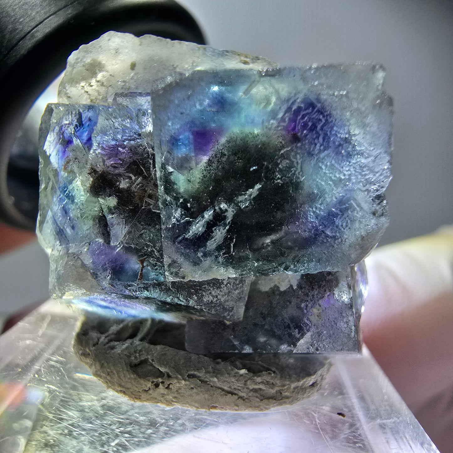 Seltene Phantom Fluorit Würfel Stufe, grün lila Okorusu, Namibia 26*21*15mm