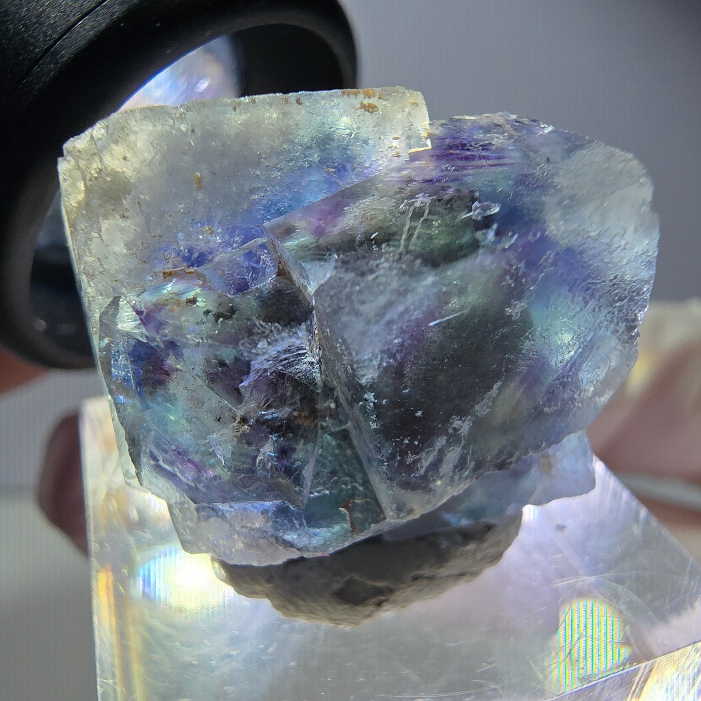 Seltene Phantom Fluorit Würfel Stufe, grün lila Okorusu, Namibia 26*21*15mm