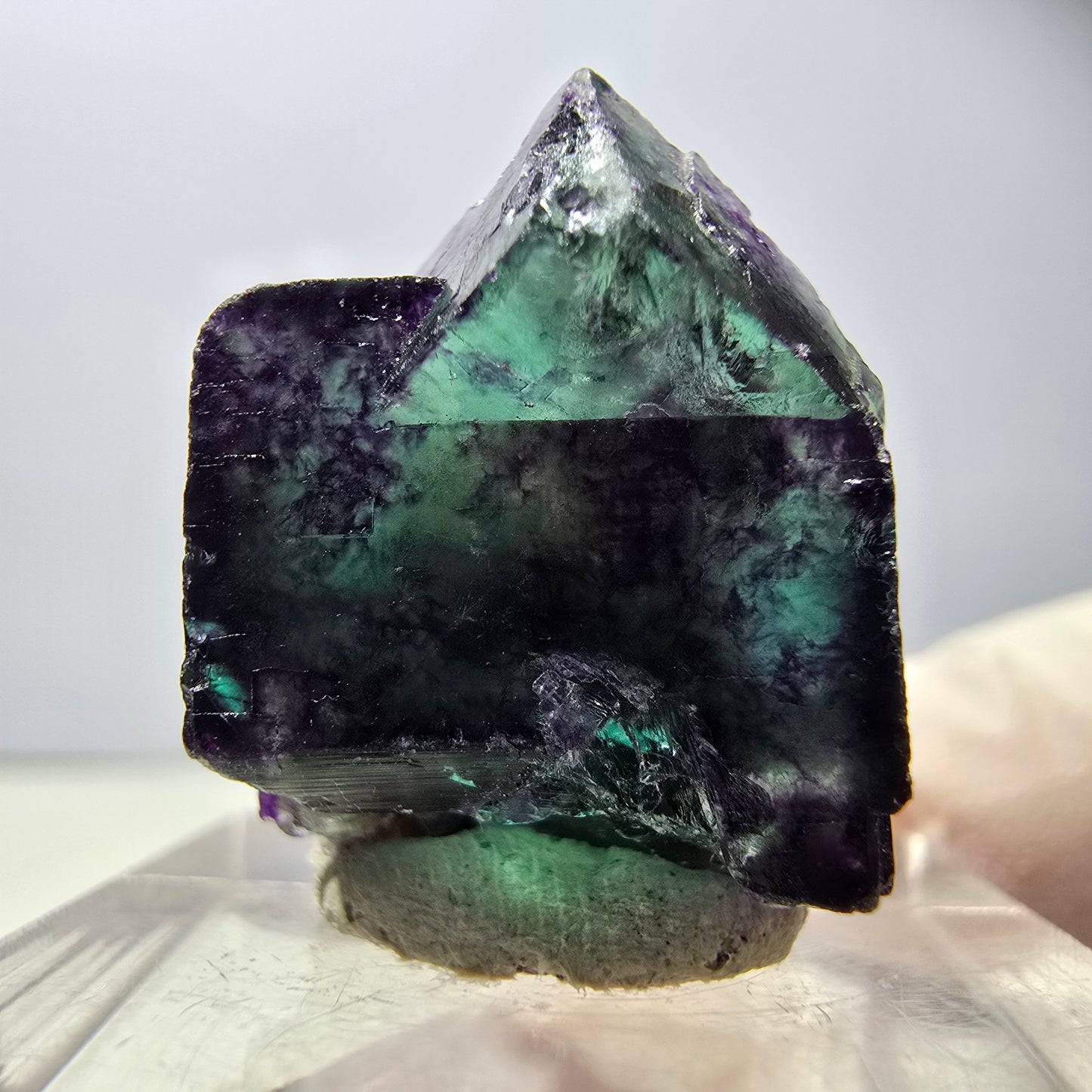 Seltene Phantom Fluorit Würfel Stufe, grün lila Okorusu, Namibia 22*22*14mm