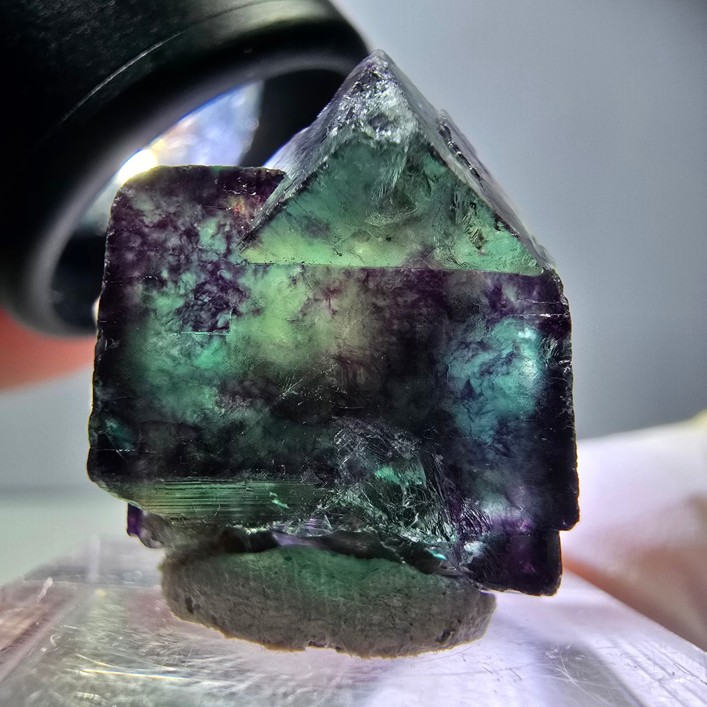 Seltene Phantom Fluorit Würfel Stufe, grün lila Okorusu, Namibia 22*22*14mm