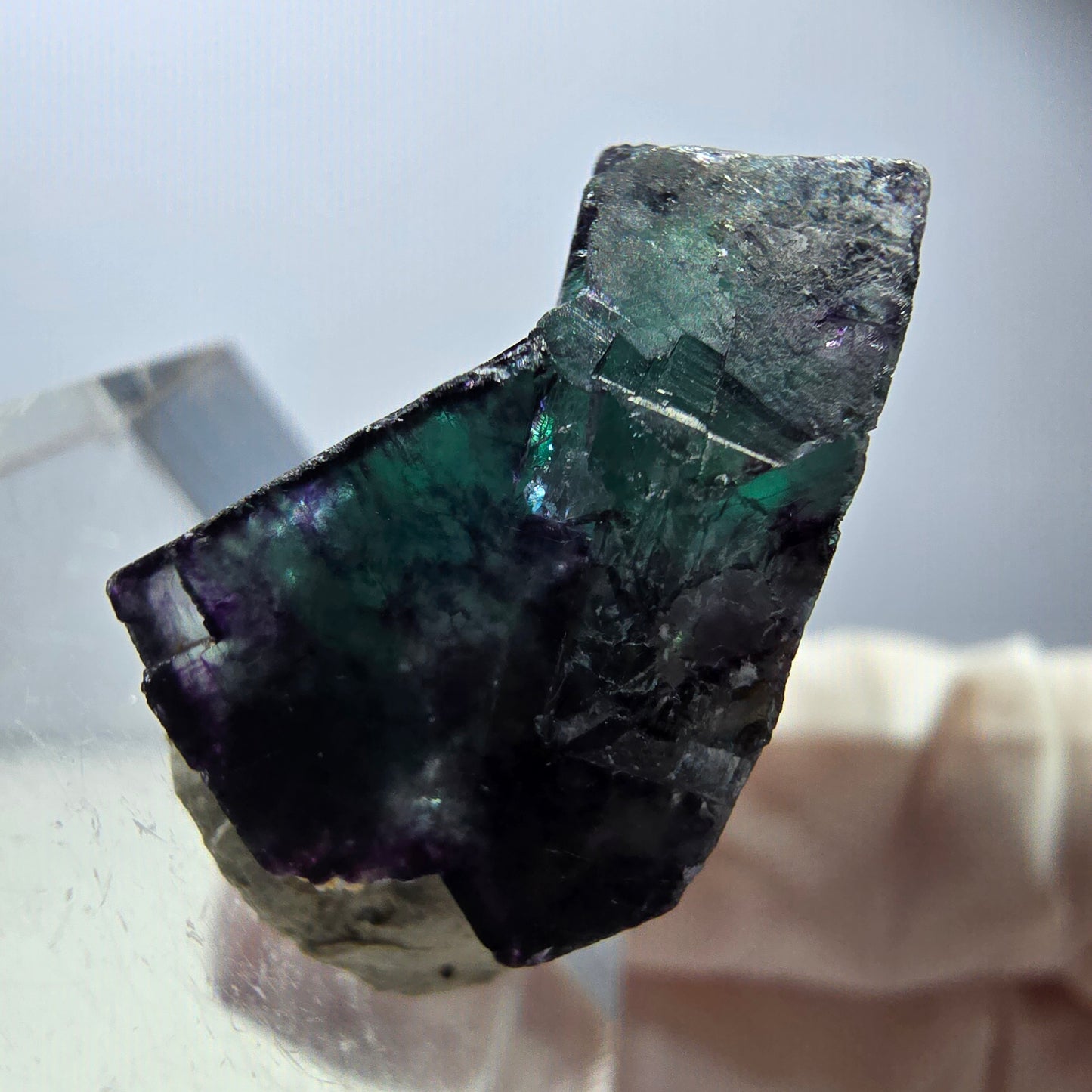Seltene Phantom Fluorit Würfel Stufe, grün lila Okorusu, Namibia 22*22*14mm
