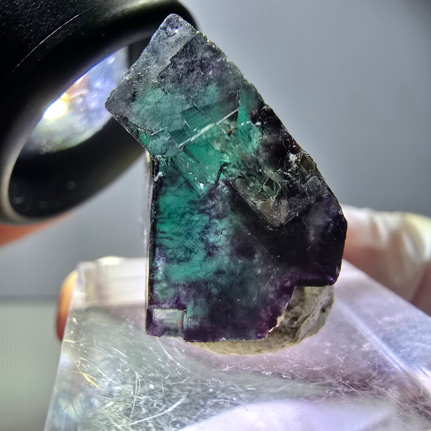 Seltene Phantom Fluorit Würfel Stufe, grün lila Okorusu, Namibia 22*22*14mm