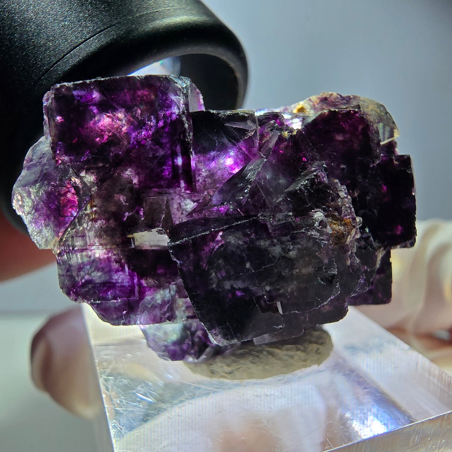 Seltene Phantom Fluorit Würfel Stufe, grün lila Okorusu, Namibia 36*23*15mm