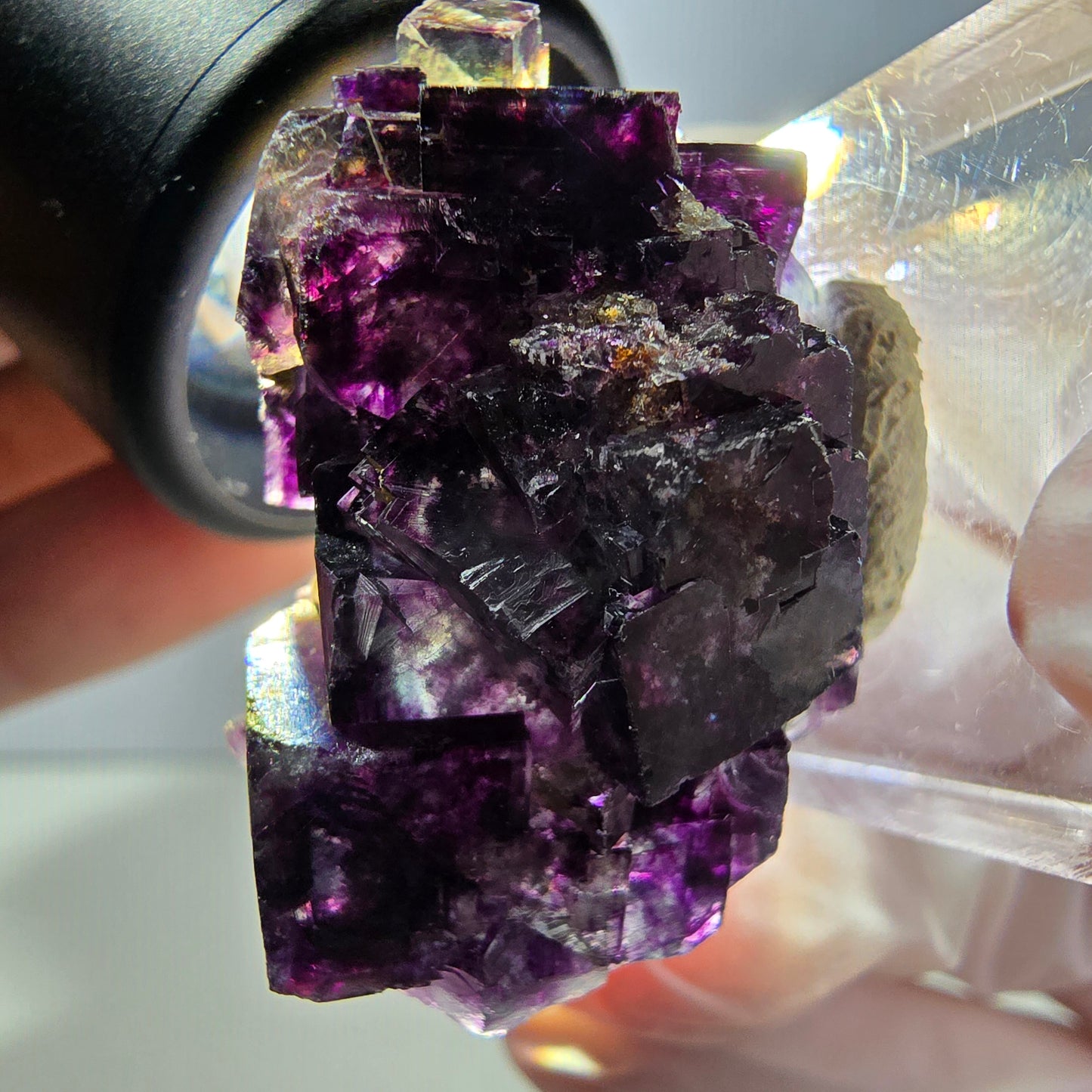 Seltene Phantom Fluorit Würfel Stufe, grün lila Okorusu, Namibia 36*23*15mm