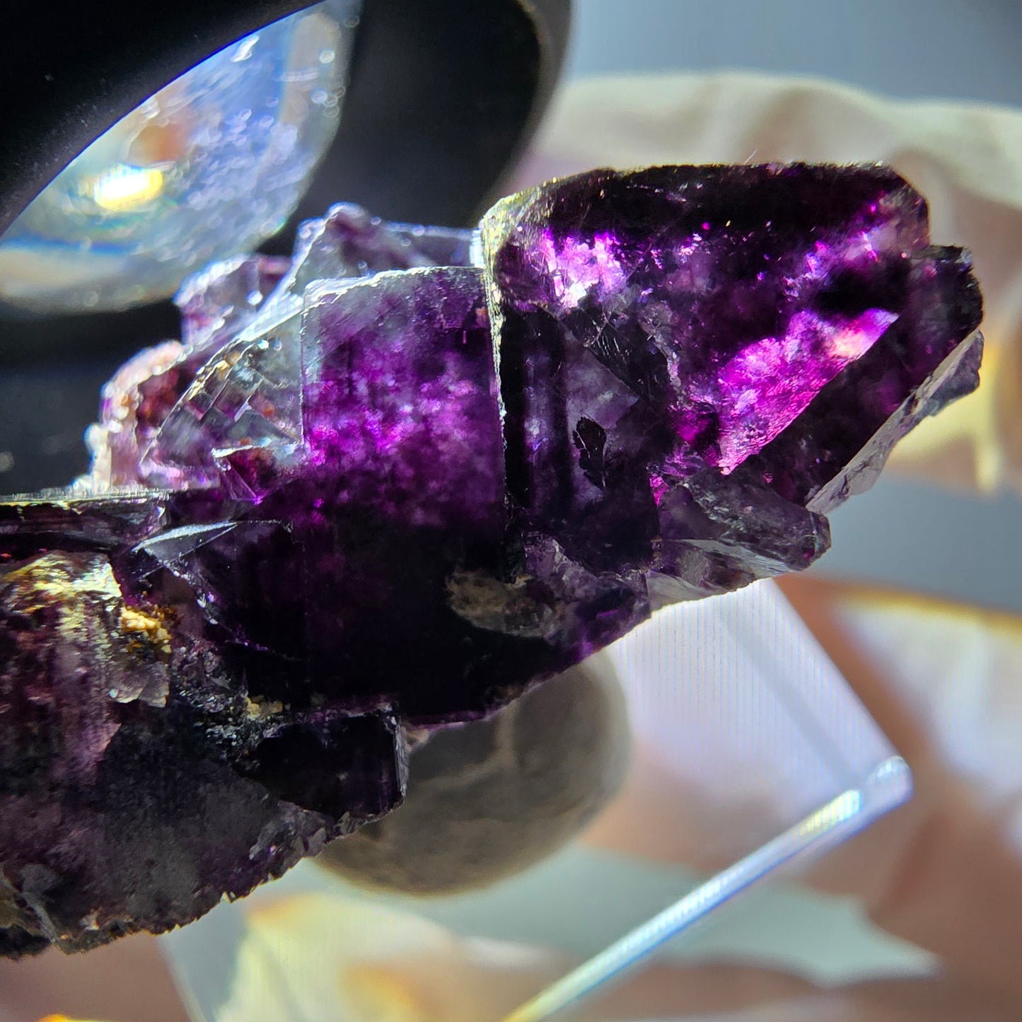 Seltene Phantom Fluorit Würfel Stufe, grün lila Okorusu, Namibia 36*23*15mm