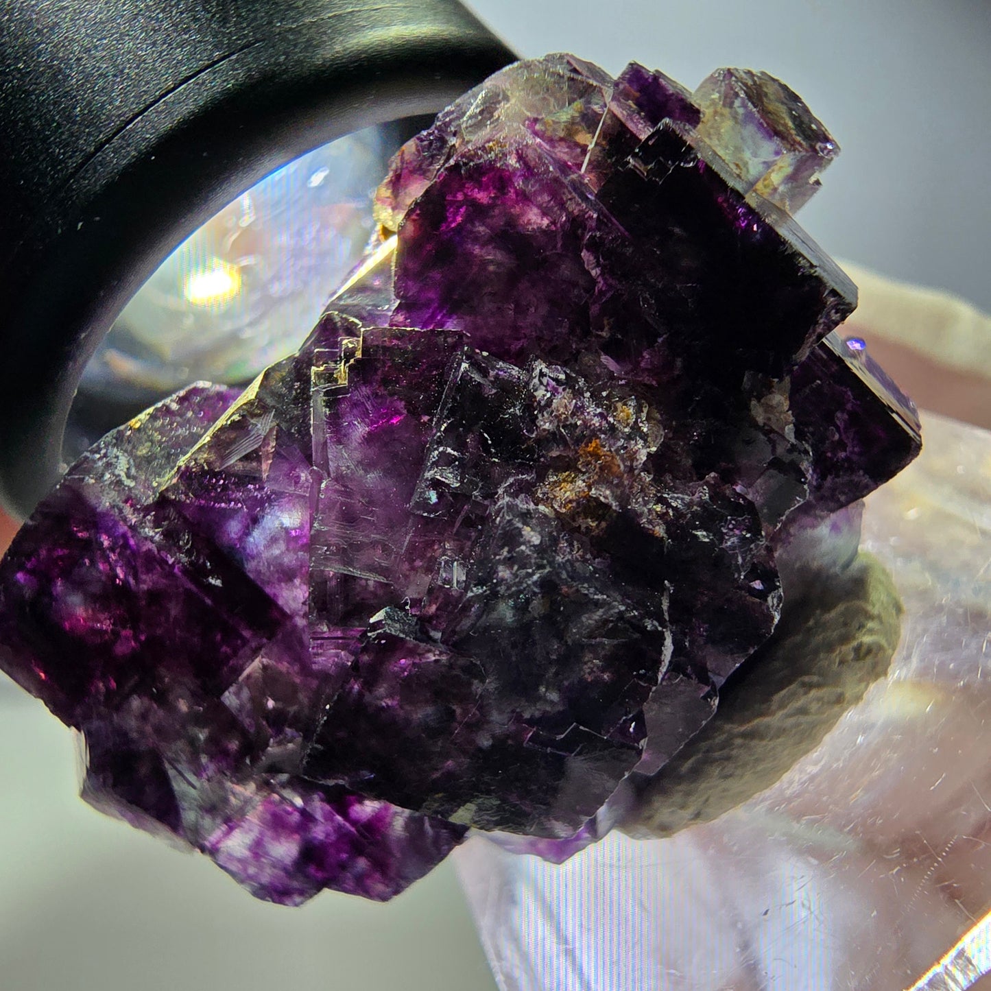 Seltene Phantom Fluorit Würfel Stufe, grün lila Okorusu, Namibia 36*23*15mm