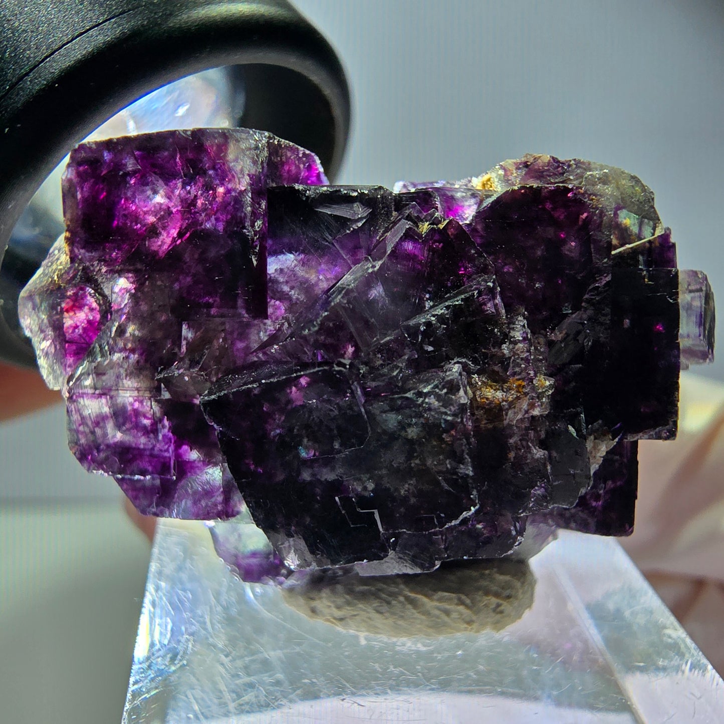 Seltene Phantom Fluorit Würfel Stufe, grün lila Okorusu, Namibia 36*23*15mm