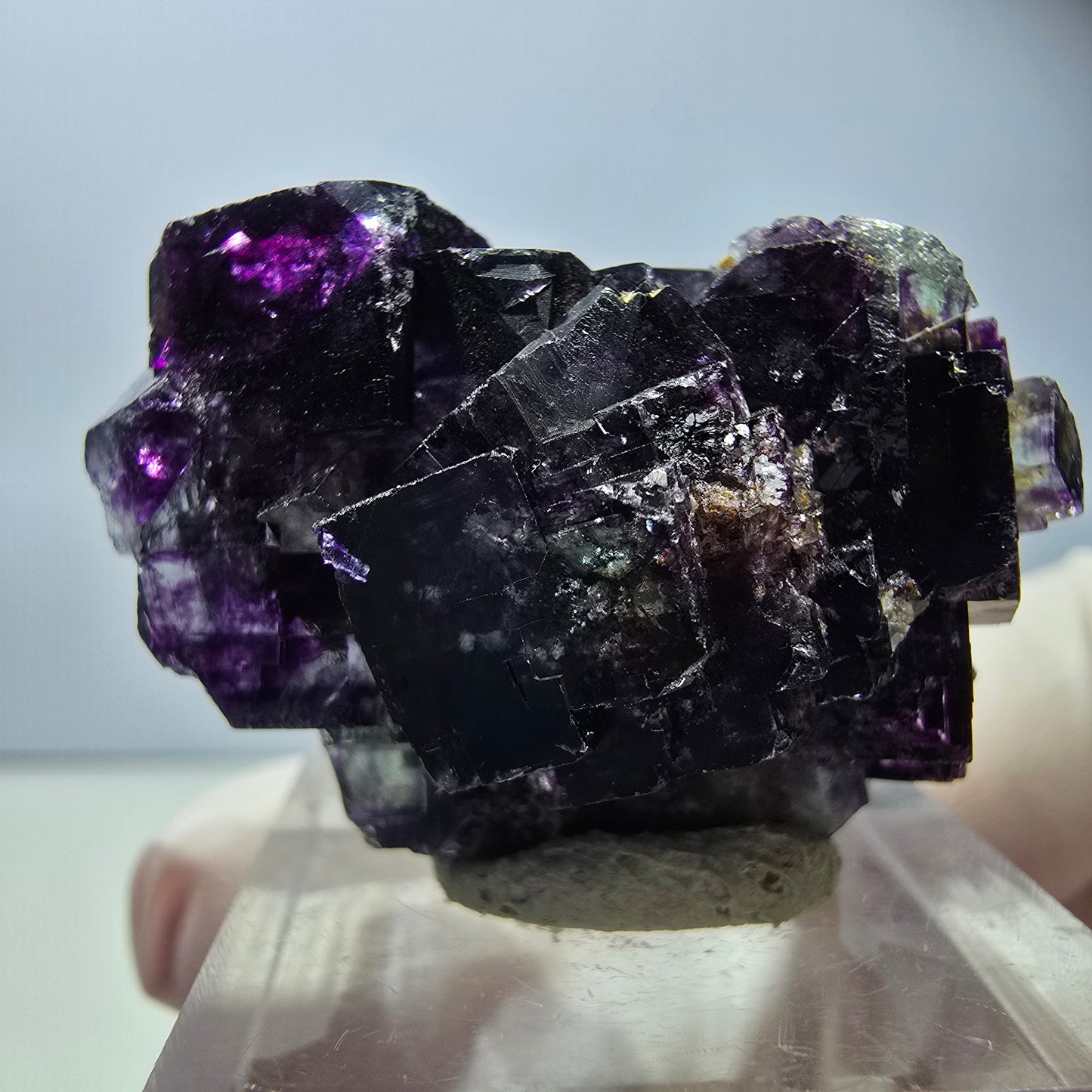 Seltene Phantom Fluorit Würfel Stufe, grün lila Okorusu, Namibia 36*23*15mm
