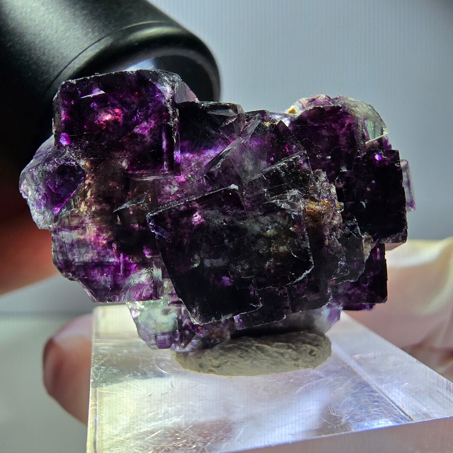 Seltene Phantom Fluorit Würfel Stufe, grün lila Okorusu, Namibia 36*23*15mm
