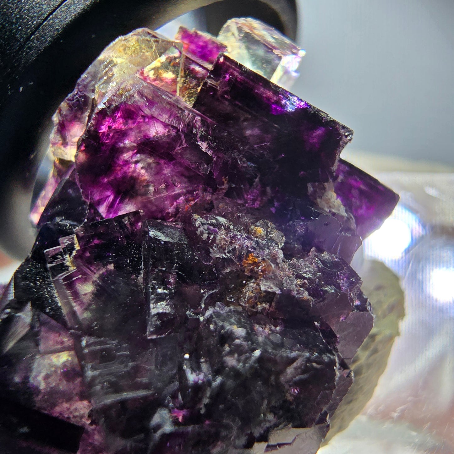 Seltene Phantom Fluorit Würfel Stufe, grün lila Okorusu, Namibia 36*23*15mm