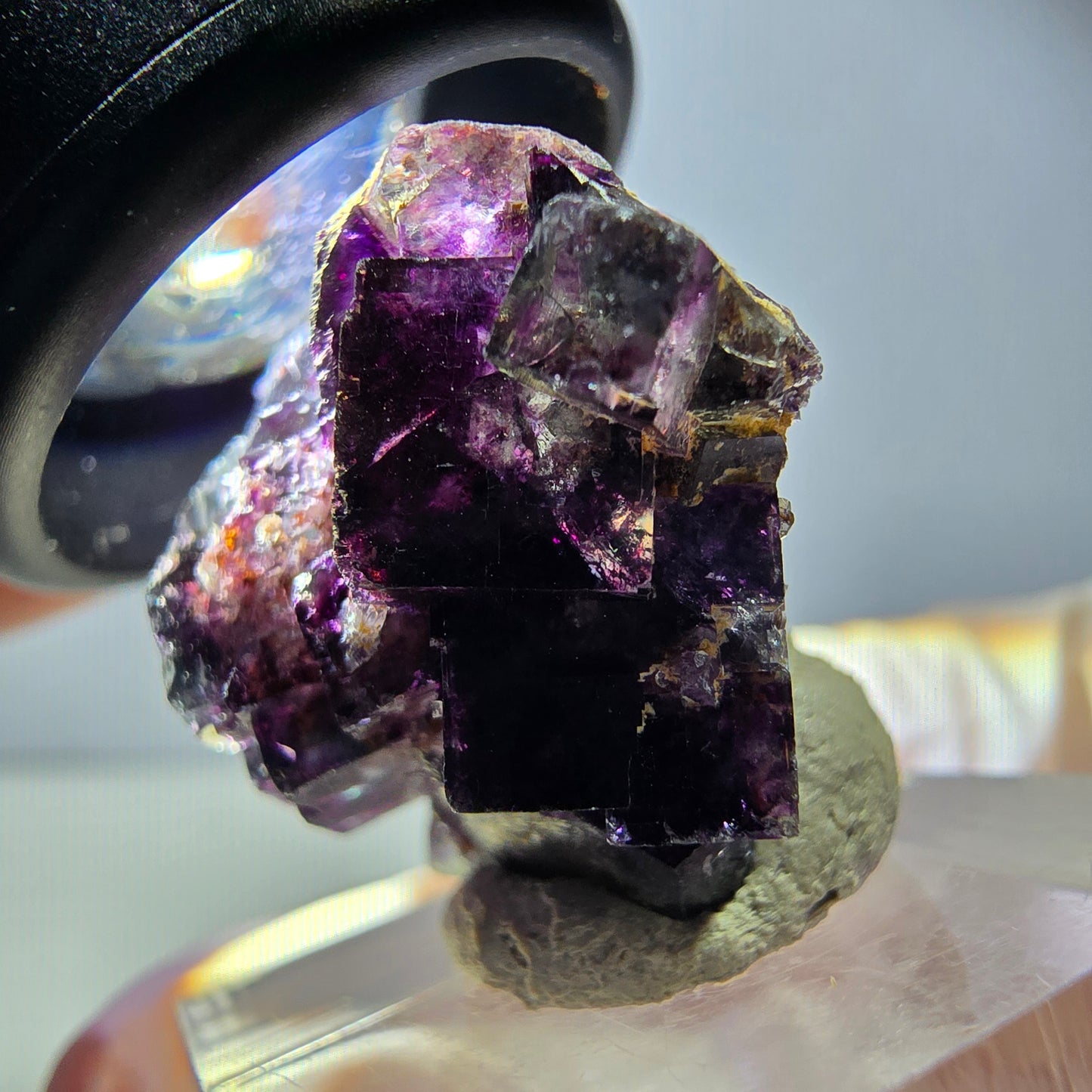 Seltene Phantom Fluorit Würfel Stufe, grün lila Okorusu, Namibia 36*23*15mm