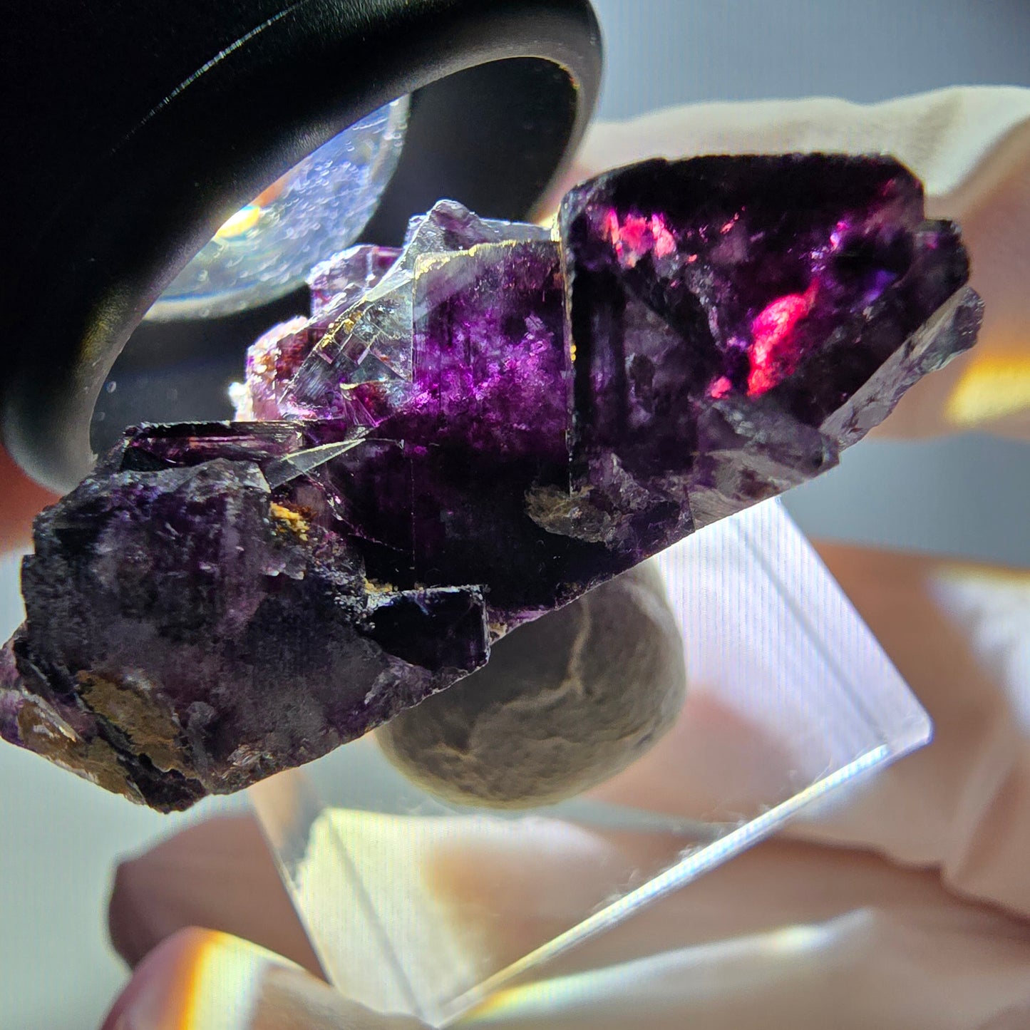 Seltene Phantom Fluorit Würfel Stufe, grün lila Okorusu, Namibia 36*23*15mm