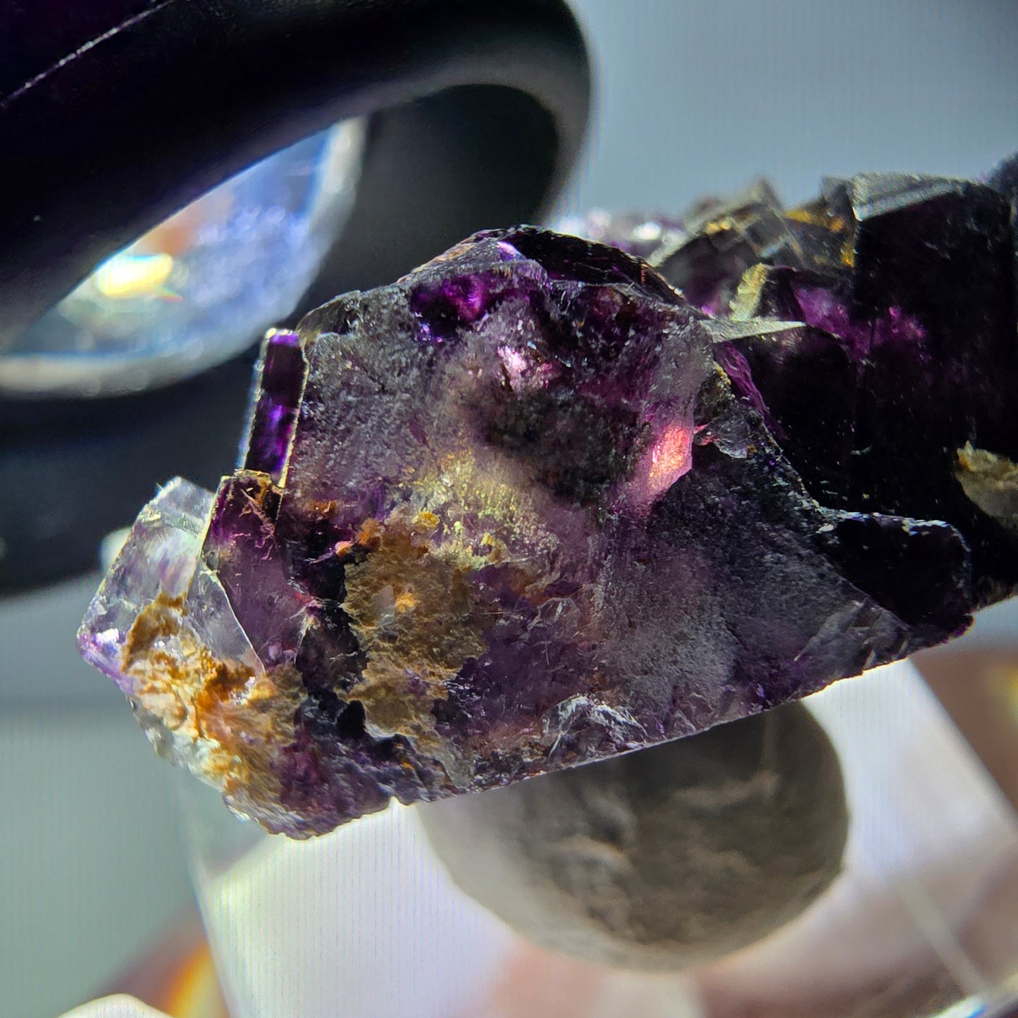 Seltene Phantom Fluorit Würfel Stufe, grün lila Okorusu, Namibia 36*23*15mm