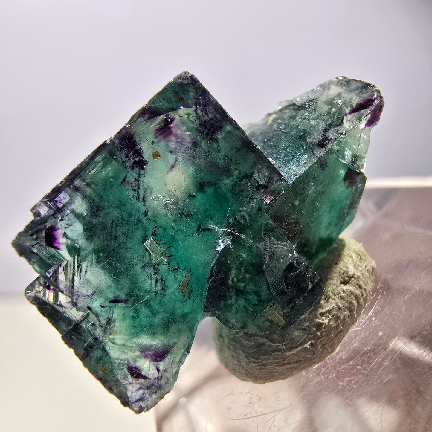Seltene Phantom Fluorit Würfel Stufe, grün lila Okorusu, Namibia 24*17*12mm