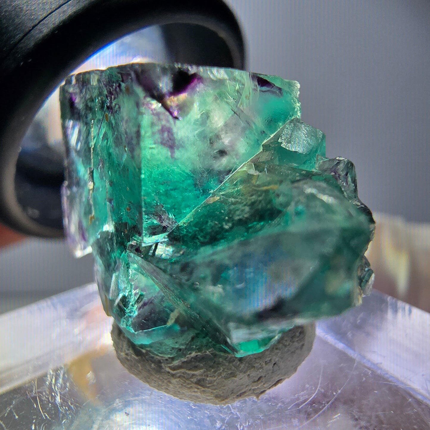 Seltene Phantom Fluorit Würfel Stufe, grün lila Okorusu, Namibia 24*17*12mm