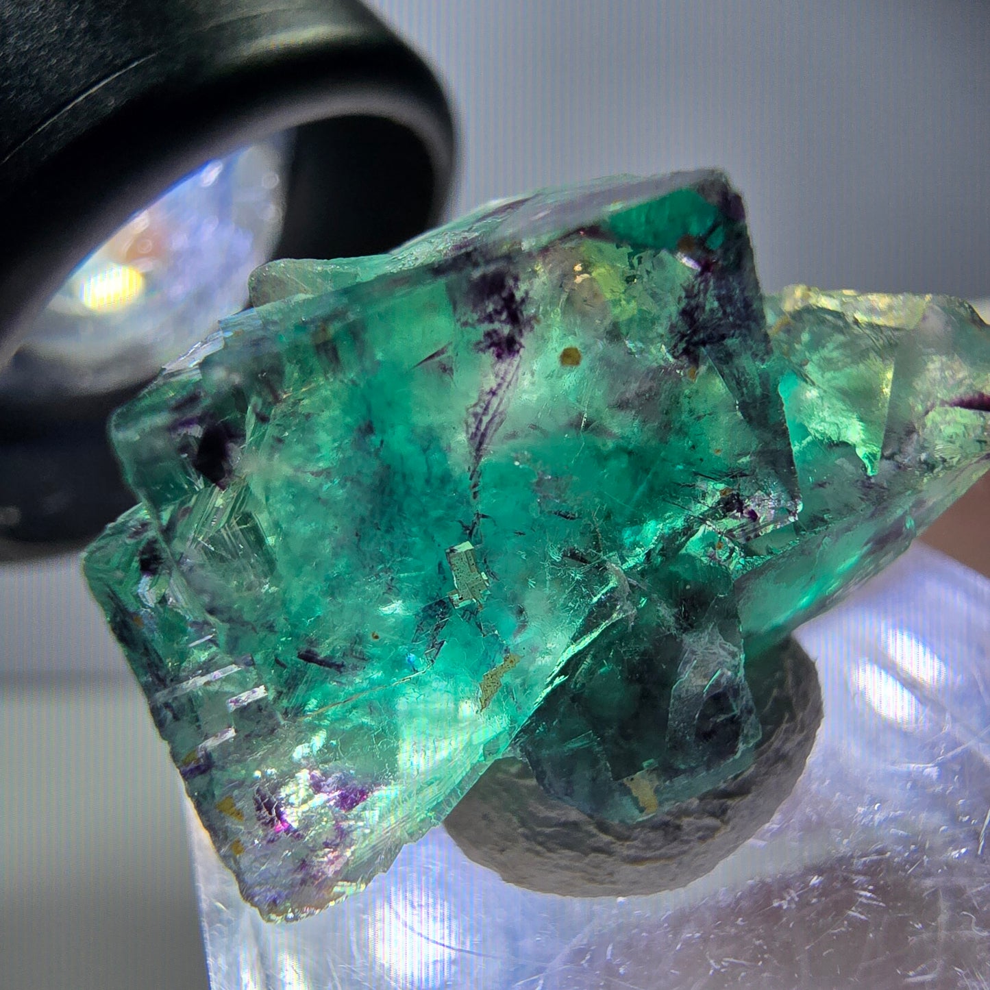Seltene Phantom Fluorit Würfel Stufe, grün lila Okorusu, Namibia 24*17*12mm