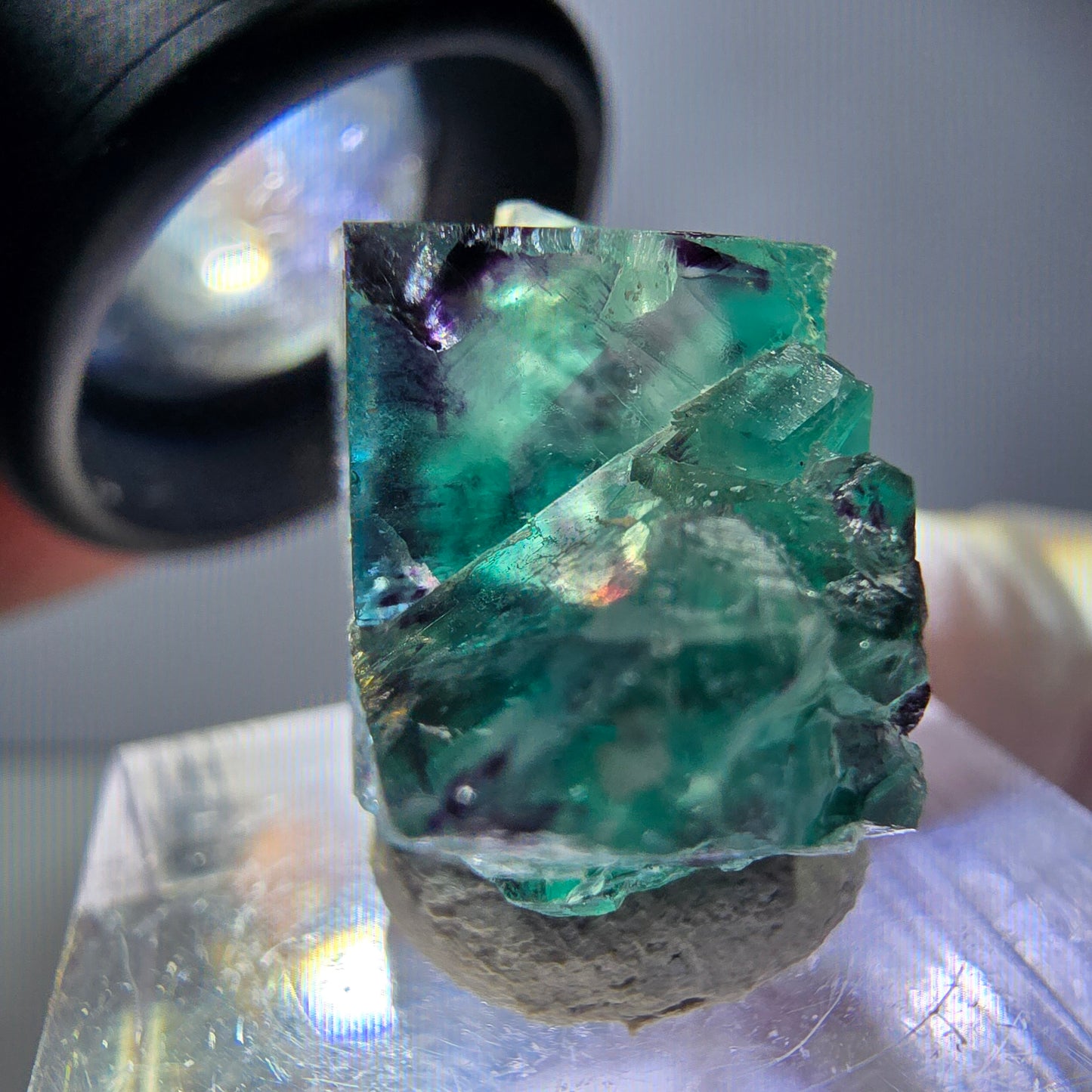 Seltene Phantom Fluorit Würfel Stufe, grün lila Okorusu, Namibia 24*17*12mm