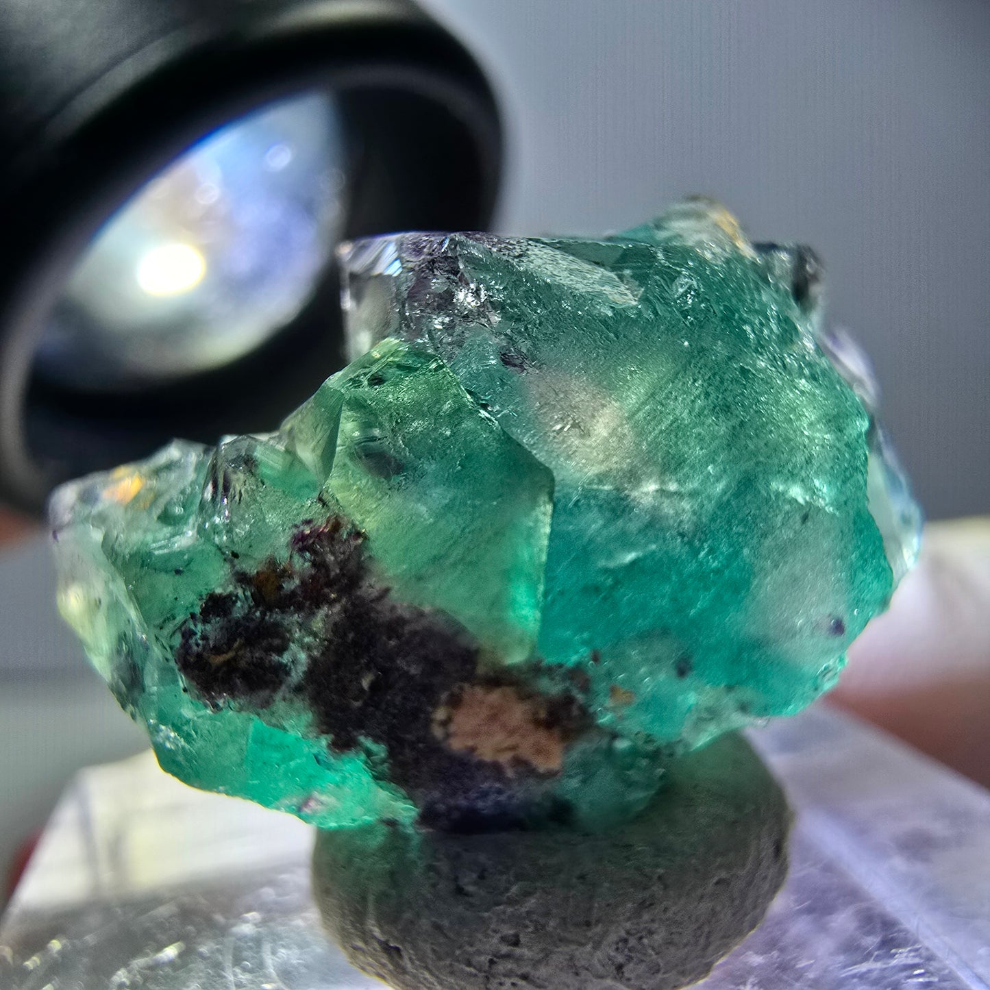 Seltene Phantom Fluorit Würfel Stufe, grün lila Okorusu, Namibia 24*17*12mm