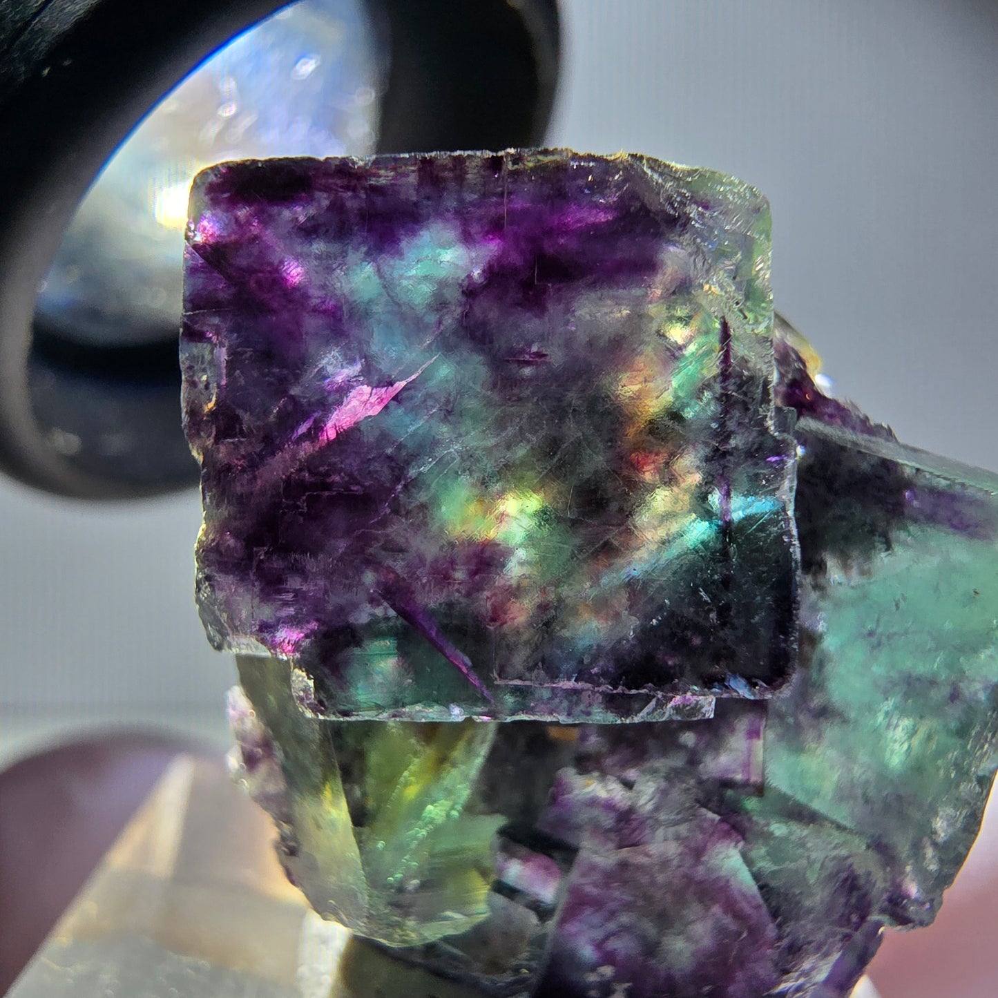 Seltene Phantom Fluorit Würfel Stufe, grün lila Okorusu, Namibia 29*23*16mm