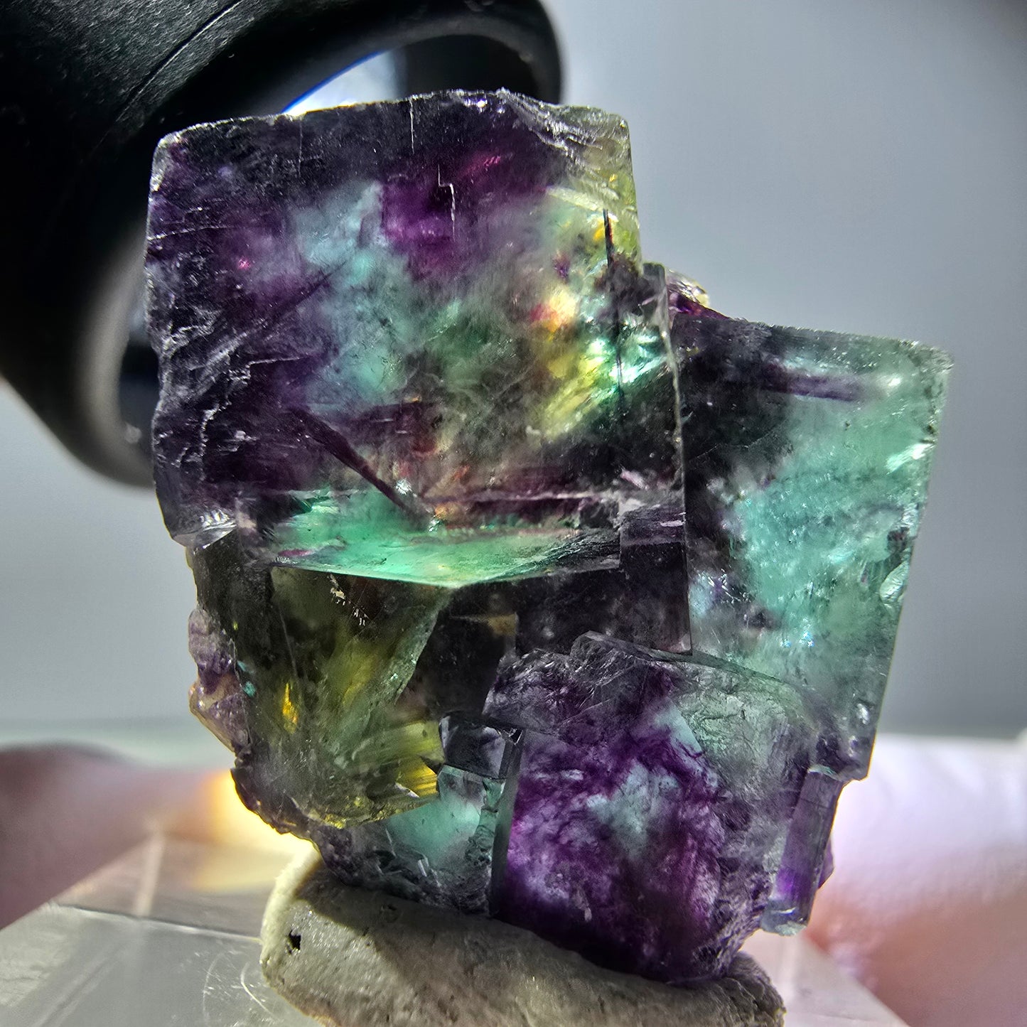 Seltene Phantom Fluorit Würfel Stufe, grün lila Okorusu, Namibia 29*23*16mm