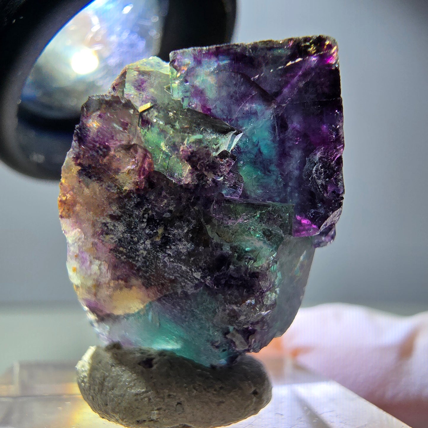 Seltene Phantom Fluorit Würfel Stufe, grün lila Okorusu, Namibia 29*23*16mm