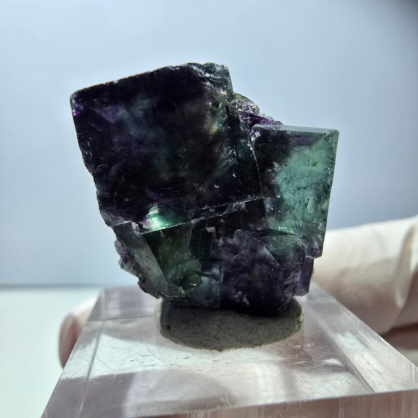 Seltene Phantom Fluorit Würfel Stufe, grün lila Okorusu, Namibia 29*23*16mm
