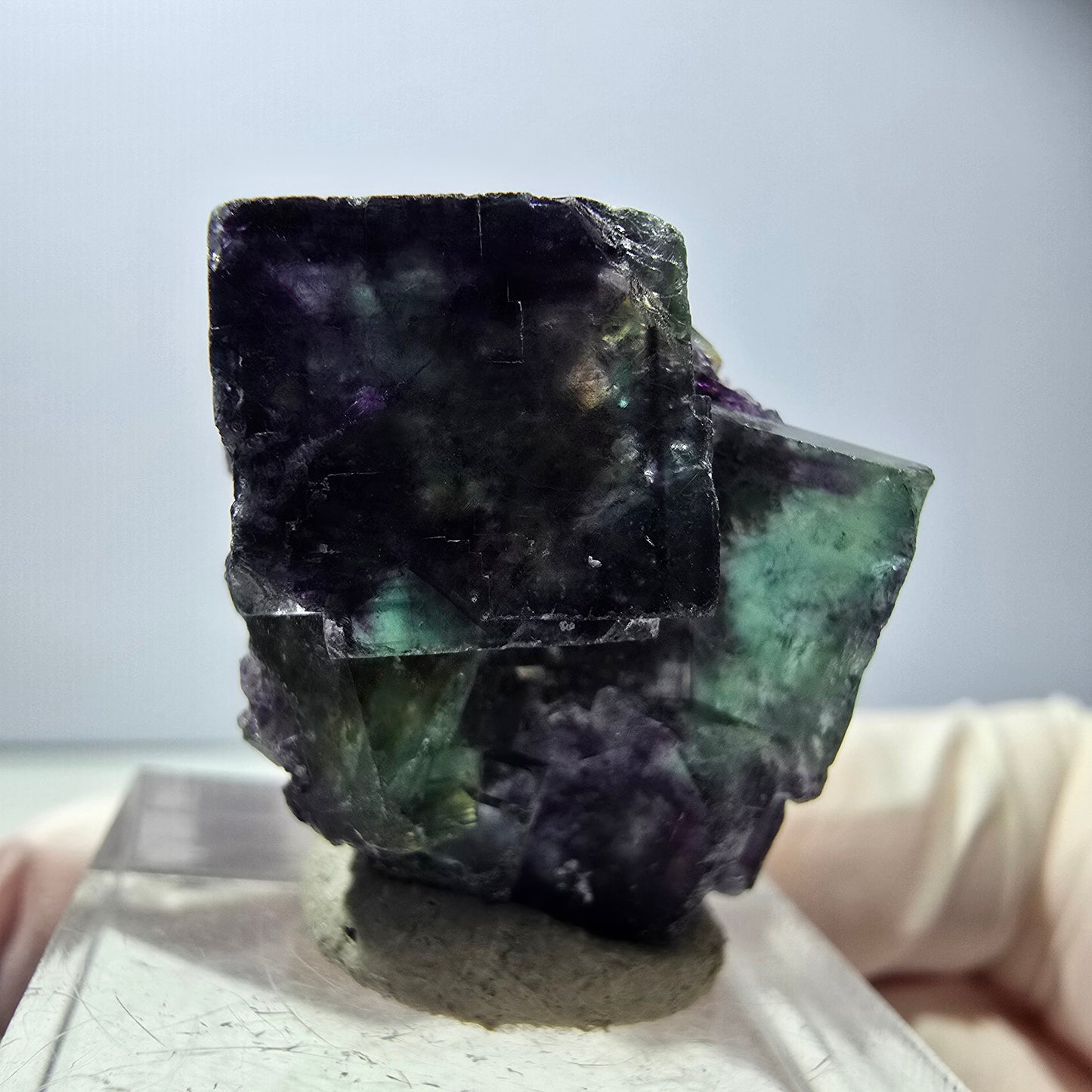 Seltene Phantom Fluorit Würfel Stufe, grün lila Okorusu, Namibia 29*23*16mm