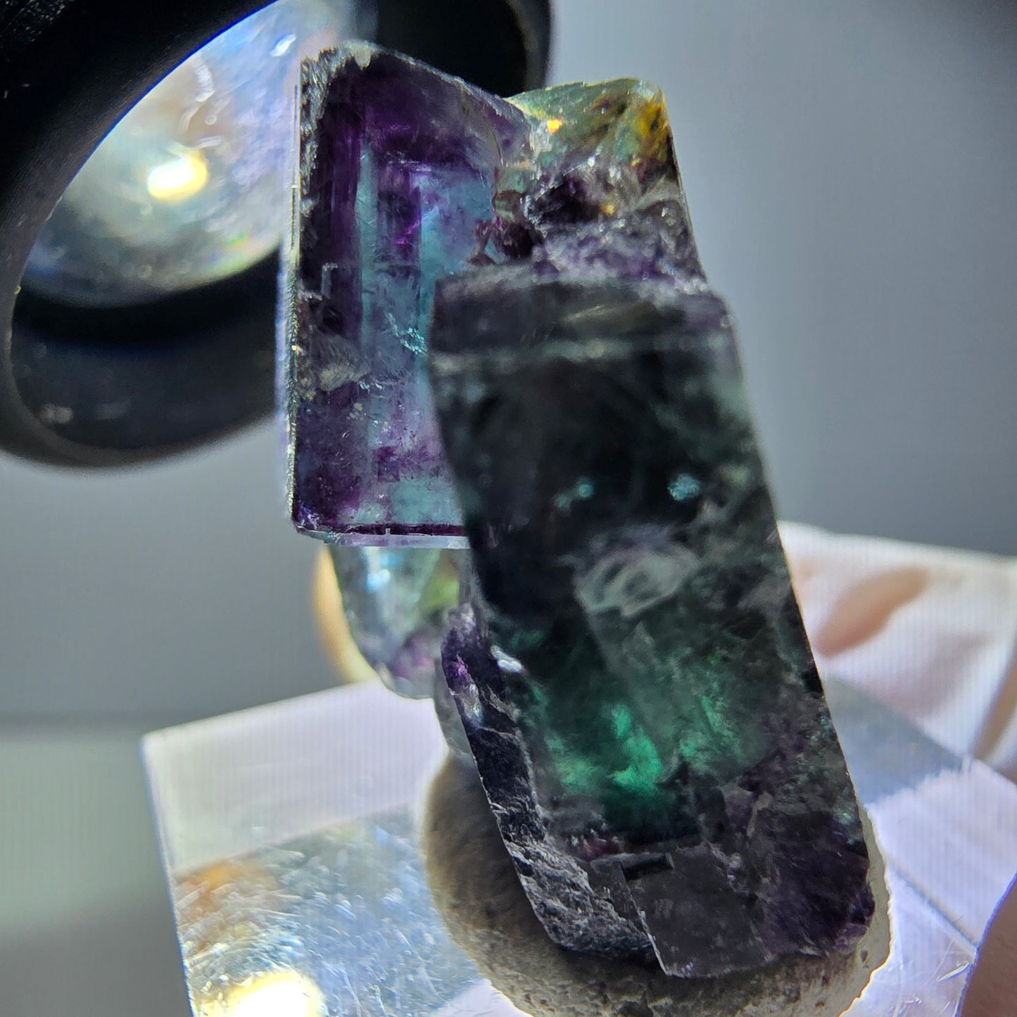 Seltene Phantom Fluorit Würfel Stufe, grün lila Okorusu, Namibia 29*23*16mm