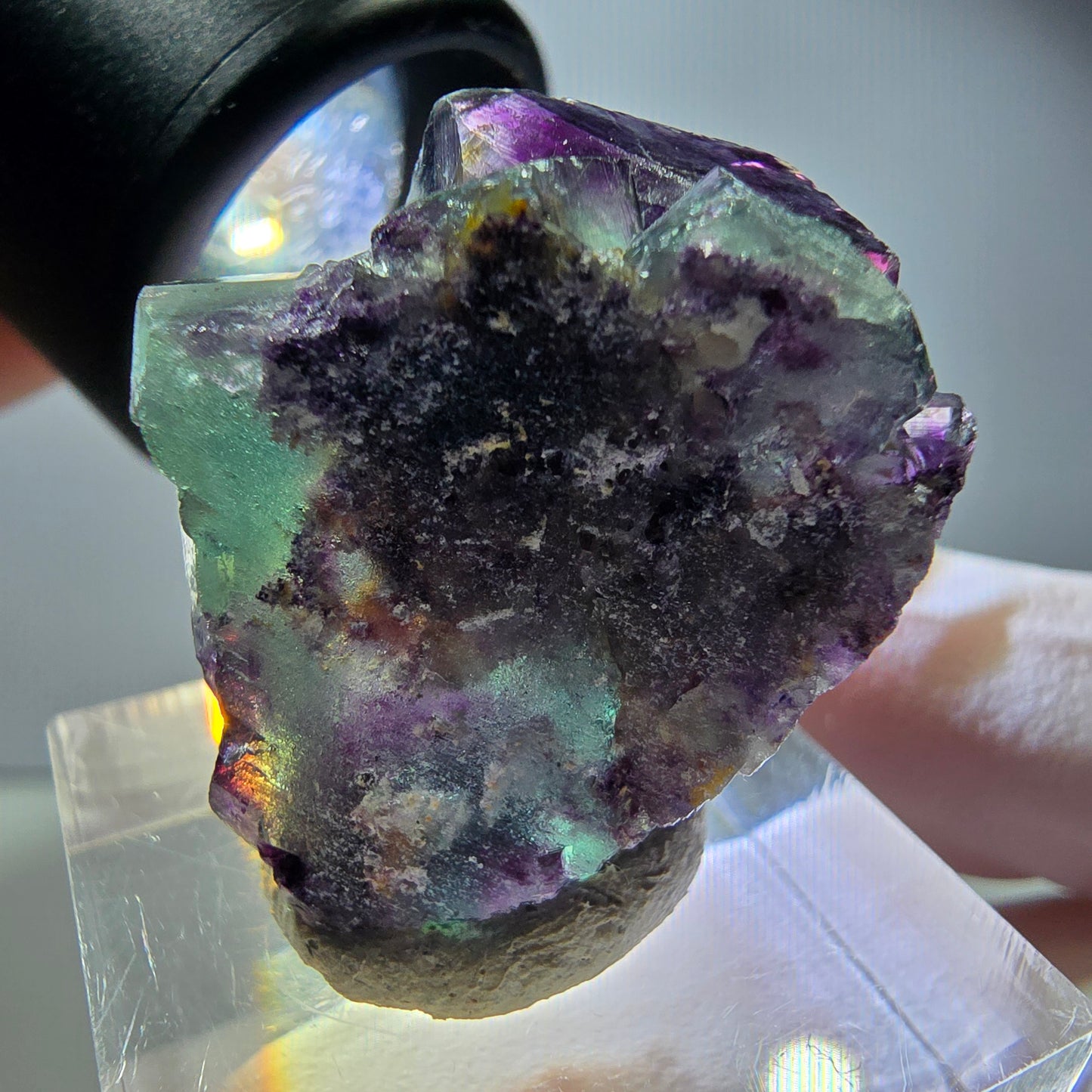 Seltene Phantom Fluorit Würfel Stufe, grün lila Okorusu, Namibia 29*23*16mm