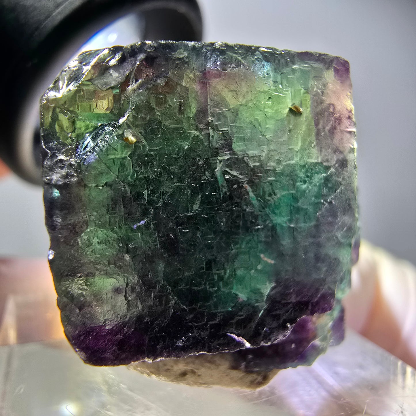 Seltene Phantom Fluorit Würfel Stufe, grün lila Okorusu, Namibia 30*25*21mm