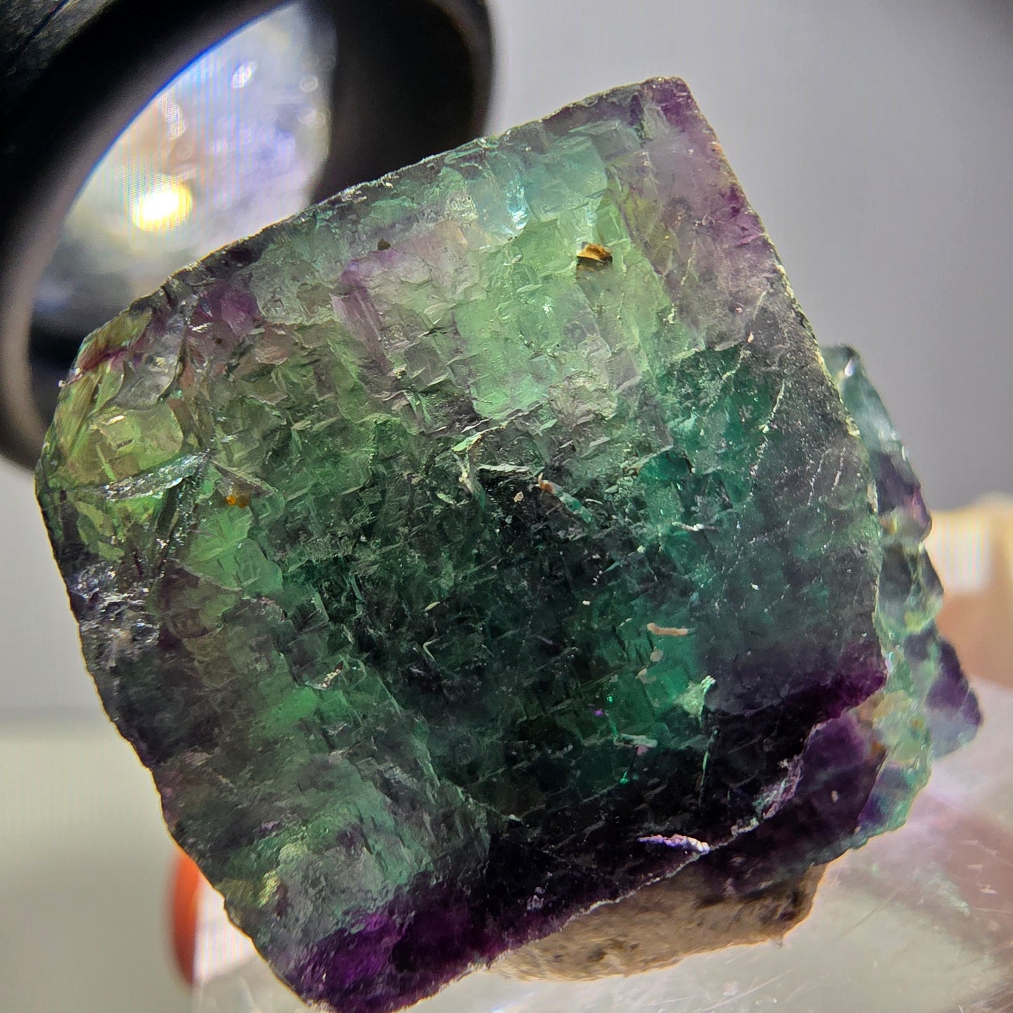 Seltene Phantom Fluorit Würfel Stufe, grün lila Okorusu, Namibia 30*25*21mm