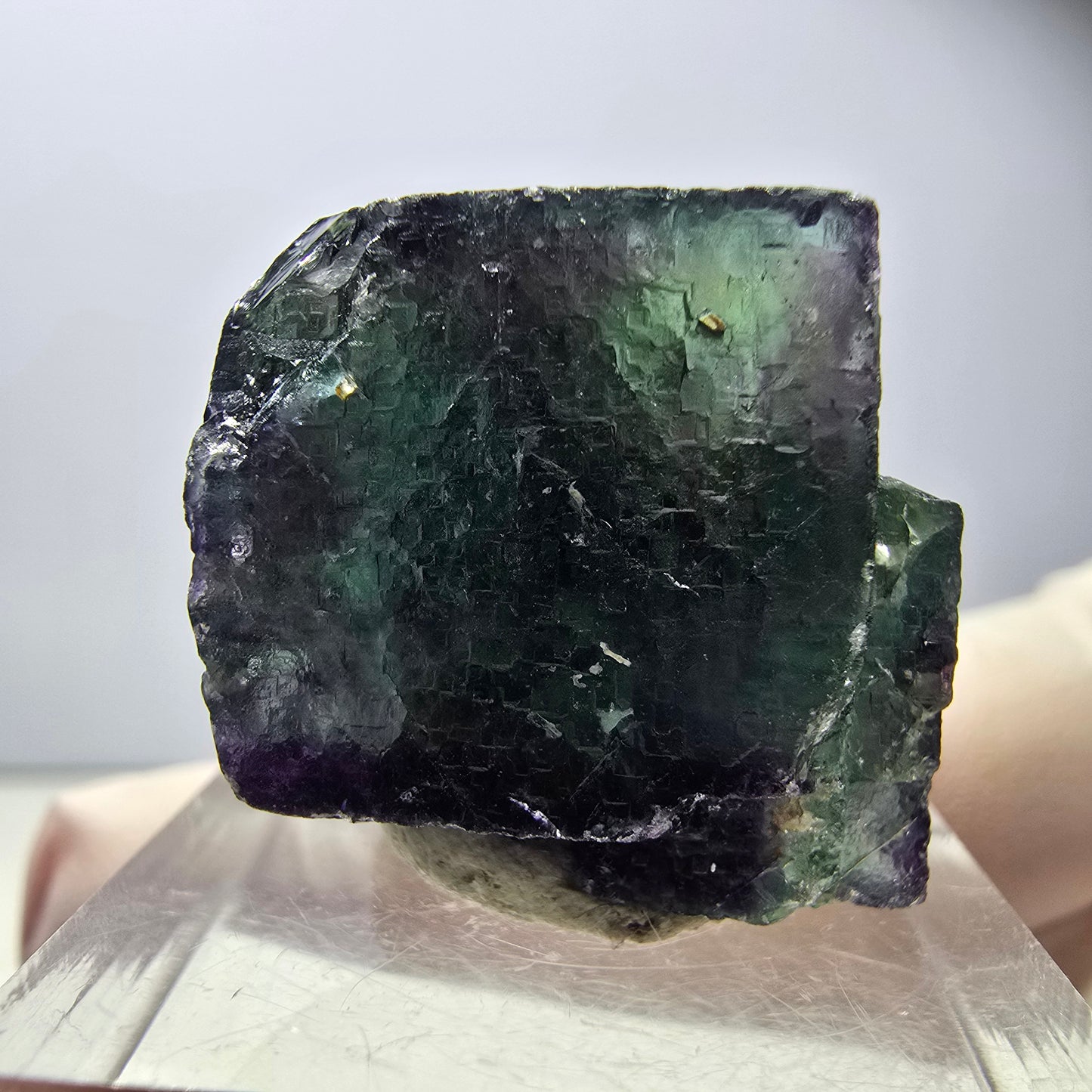 Seltene Phantom Fluorit Würfel Stufe, grün lila Okorusu, Namibia 30*25*21mm