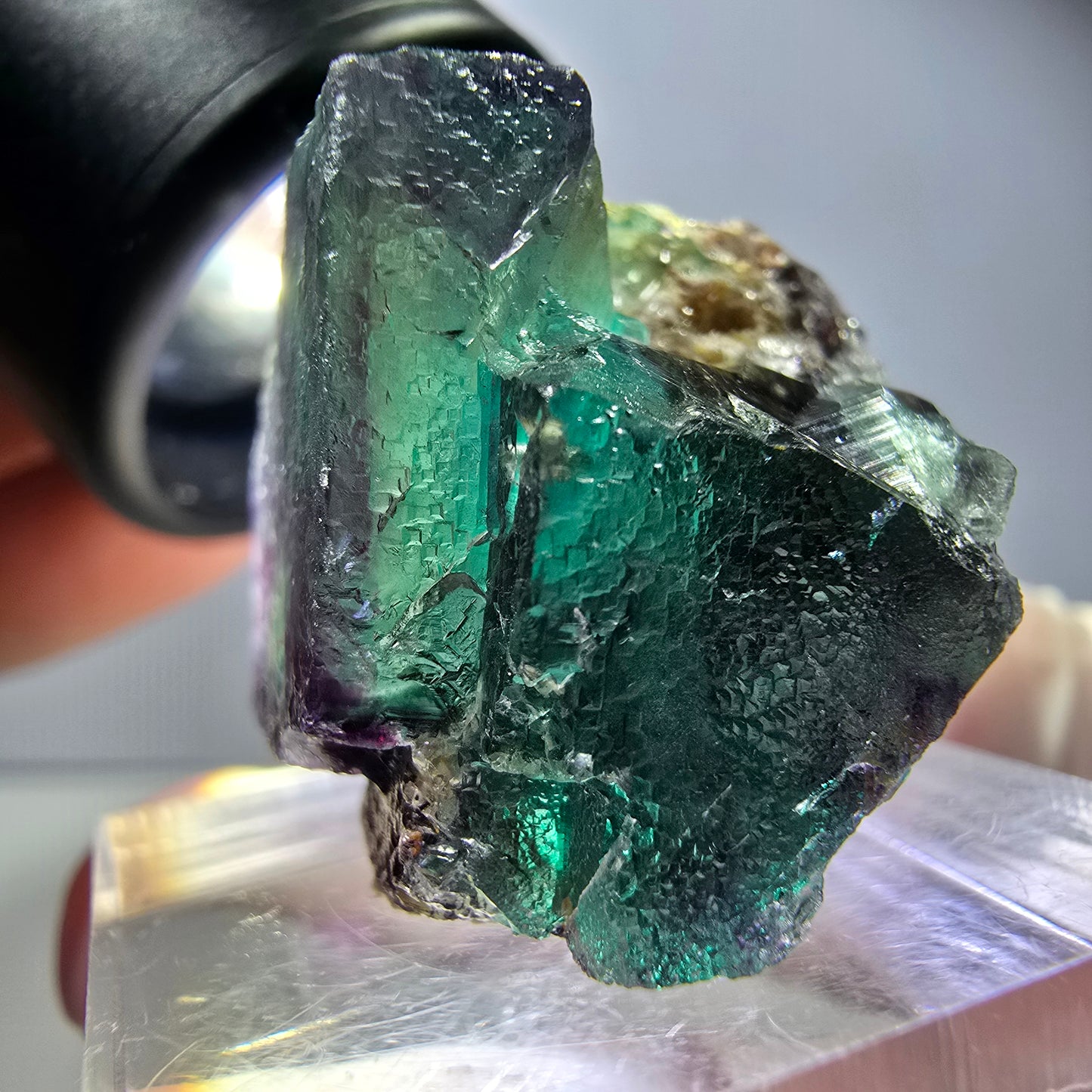Seltene Phantom Fluorit Würfel Stufe, grün lila Okorusu, Namibia 30*25*21mm